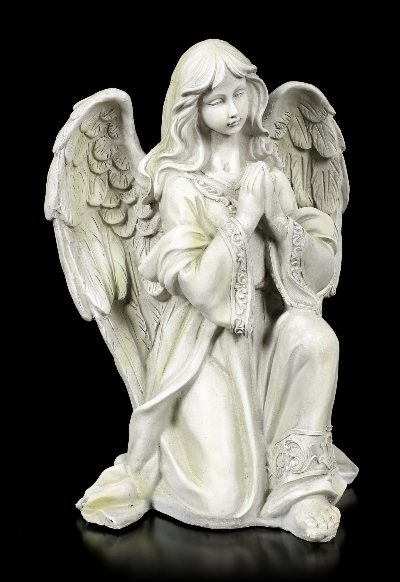 kniender Engel für Garten oder Friedhof Wetterfeste Skulptur in Rostoptik 
