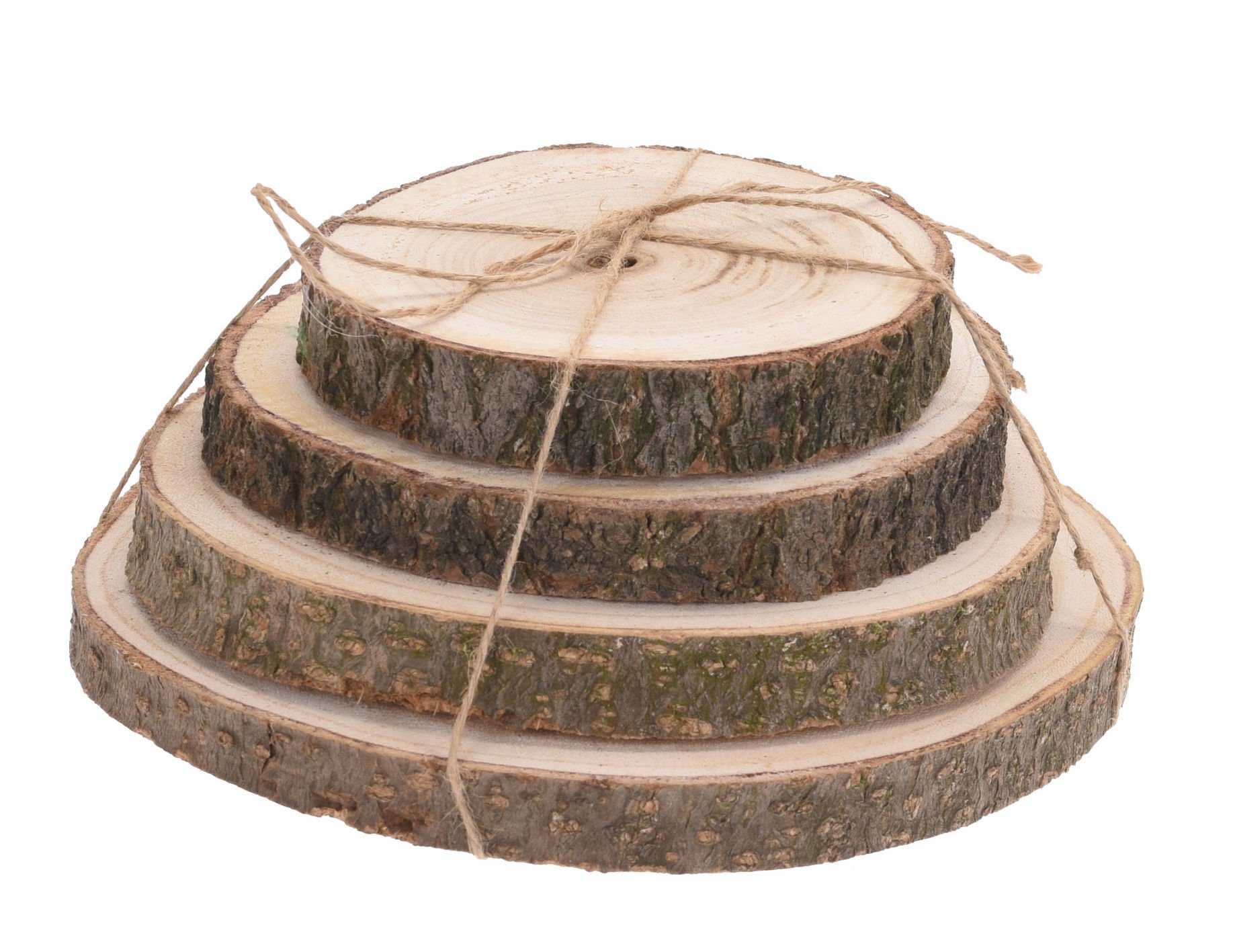 Dekoobjekt Echtholz Baumscheibe natur 13-22 cm - 4er Set