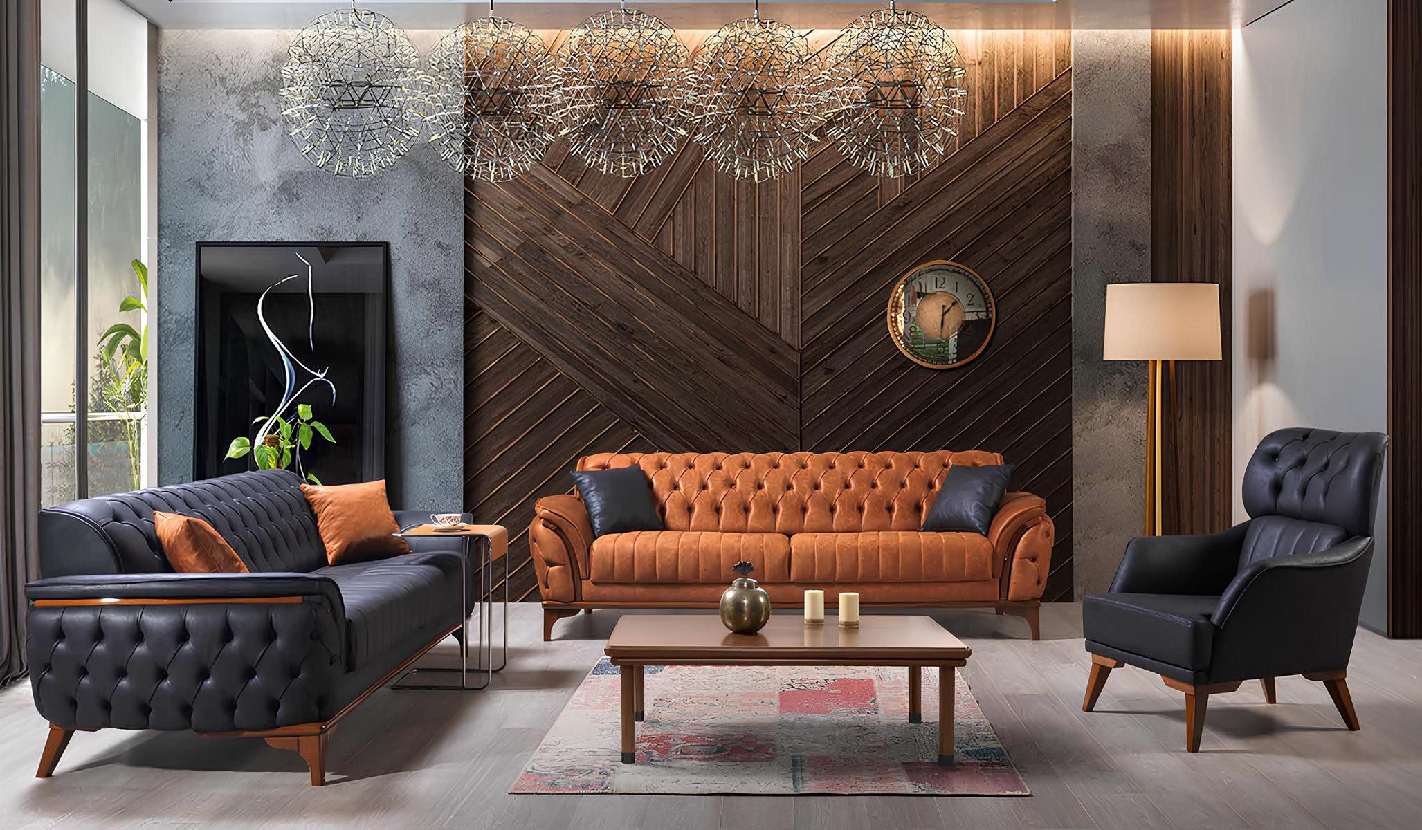 Xlmoebel Chesterfield-Sofa Oranger Chesterfield Sofa mit edlem Design und Komfort, 1 Teile, Hergestellt in Europa