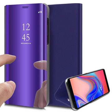 FITSU Handyhülle Spiegel Hülle für Samsung Galaxy A7 2018 Handytasche, Schlanke Klapphülle, elegantes Flipcase, Handyhülle mit Standfunktion