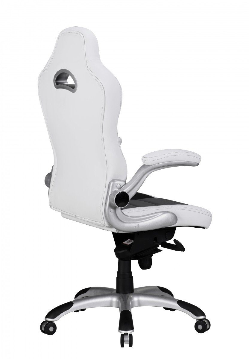 Chair (Kunstleder SPM1.238 Schreibtischstuhl Gaming Drehbar, Weiß Amstyle mit Armlehne Bürostuhl Drehstuhl Racing Grau, Design), /