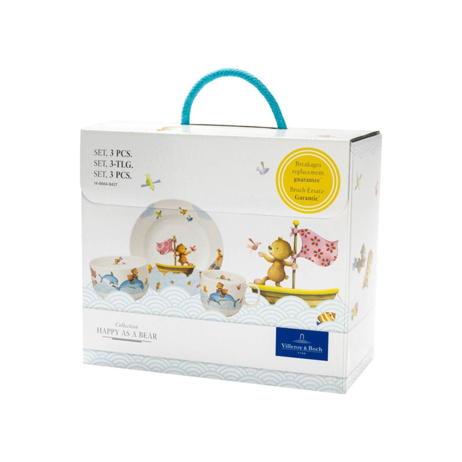 Villeroy & Boch Kindergeschirr-Set Happy as a Bear Kindergeschirr 3er Set (3-tlg), 1 Personen, Porzellan