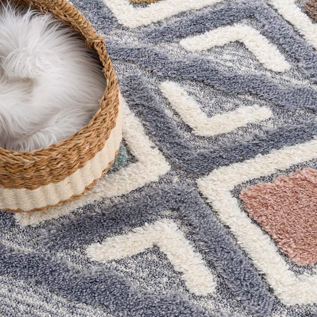 Carpet City Hochflor-Teppich Focus 3382, rechteckig, Höhe: 20 mm, Boho-Teppich, Hochtief-Muster/ 3D-Effekt, für Wohnzimmer, Schlafzimmer