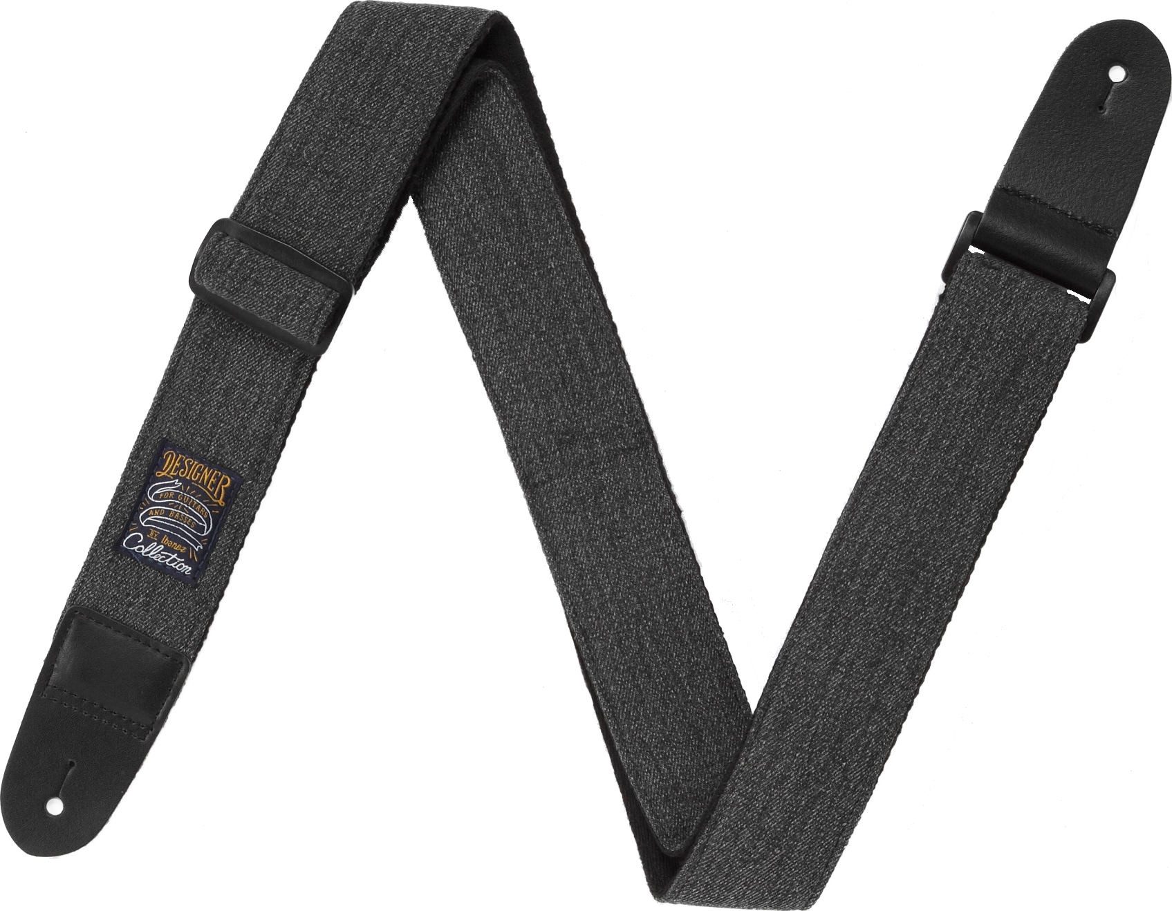 Ibanez Gitarrengurt DCS50D-BKD Guitar Strap Charcoal Gray Denim, mit robusten Lederenden