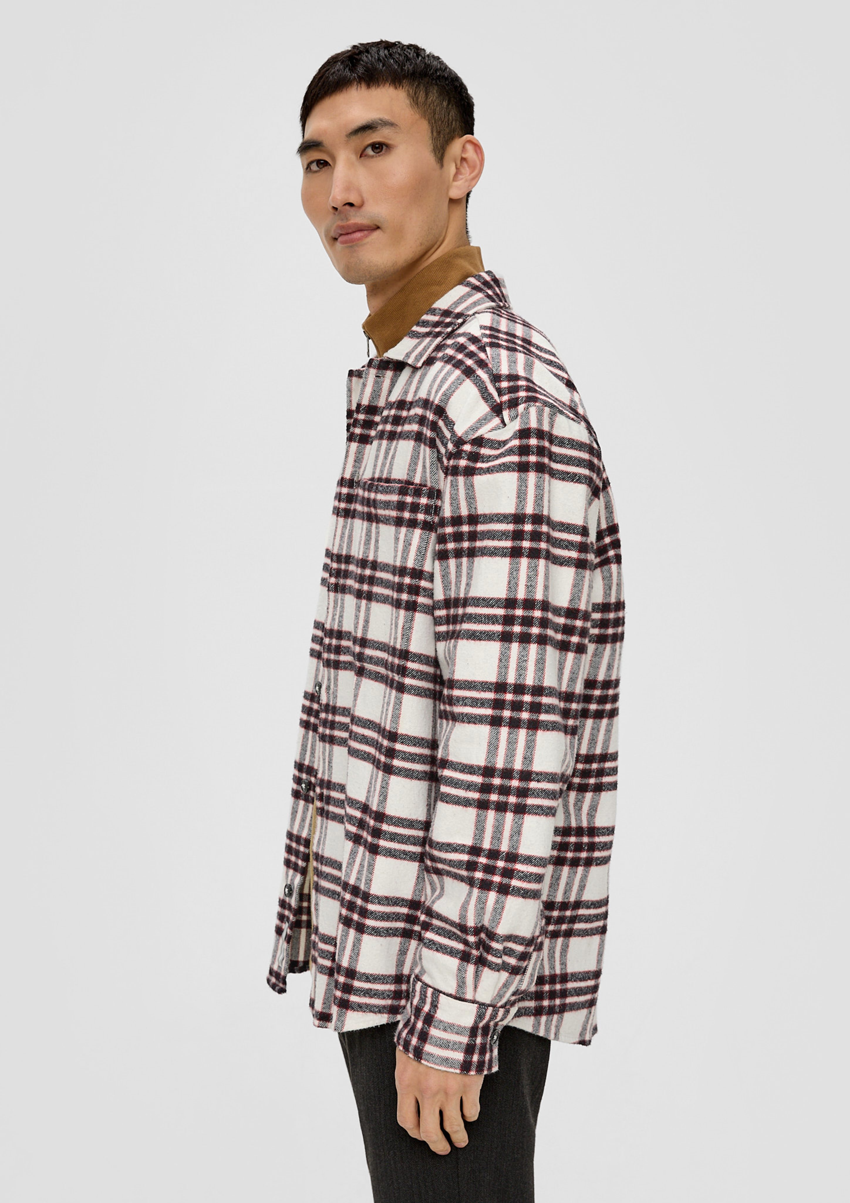 s.Oliver Langarmhemd Relaxed: Overshirt aus Baumwolle Tape