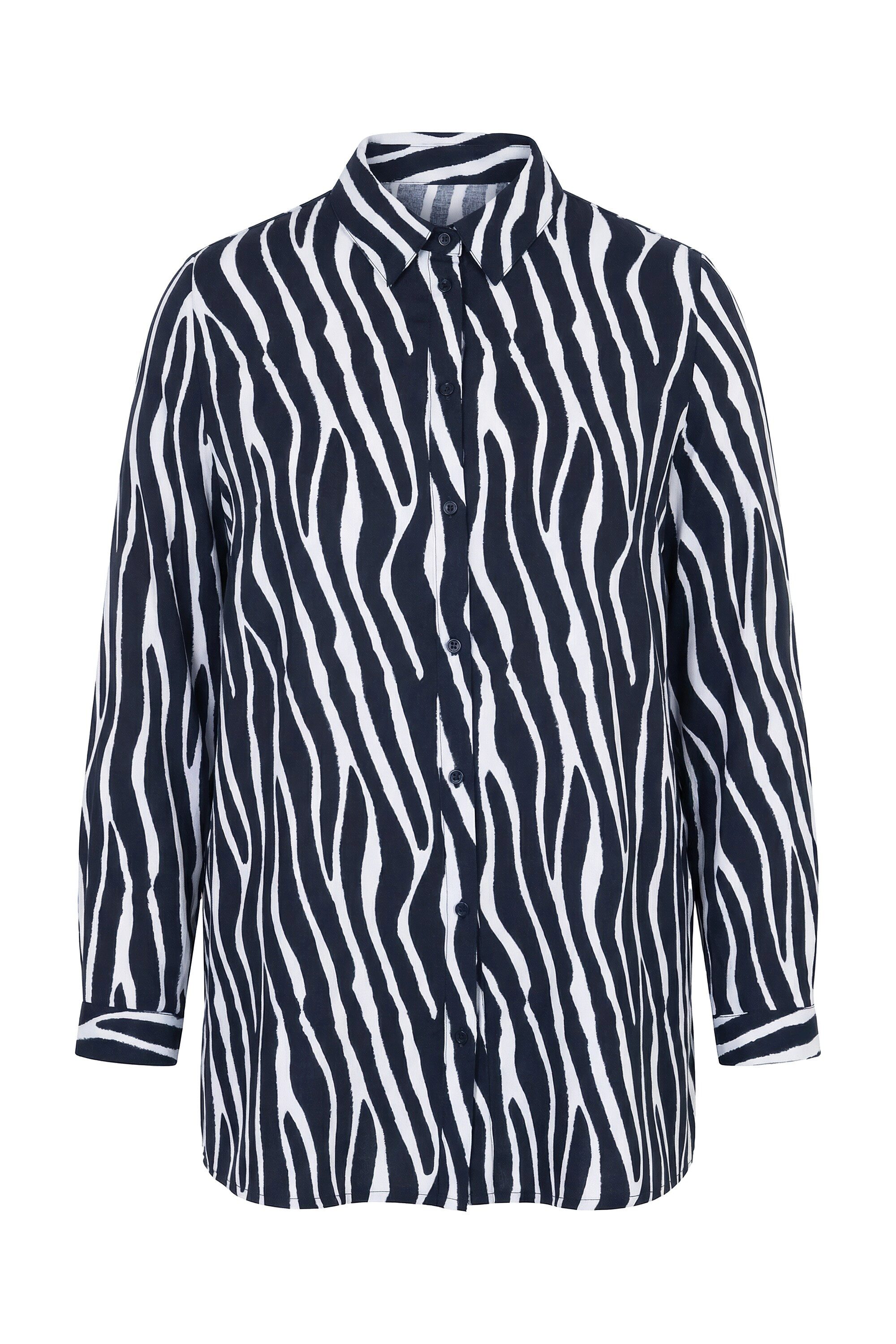 Studio Untold Hemdbluse Hemdbluse Straight Shape Zebra-Print Langarm günstig online kaufen