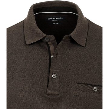 CASAMODA Langarm-Poloshirt CasaModa Übergrößen Langarm-Poloshirt braun melange easy care