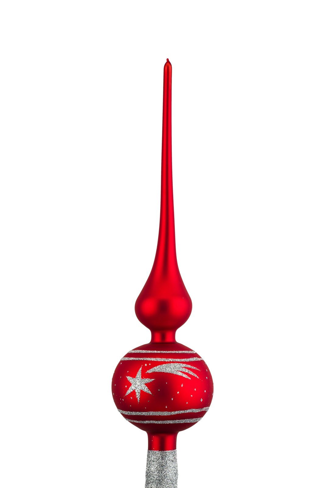 Navidacio Christbaumschmuck Weihnachtsbaumspitze Groß 35cm in Classic Rot Silber Komet
