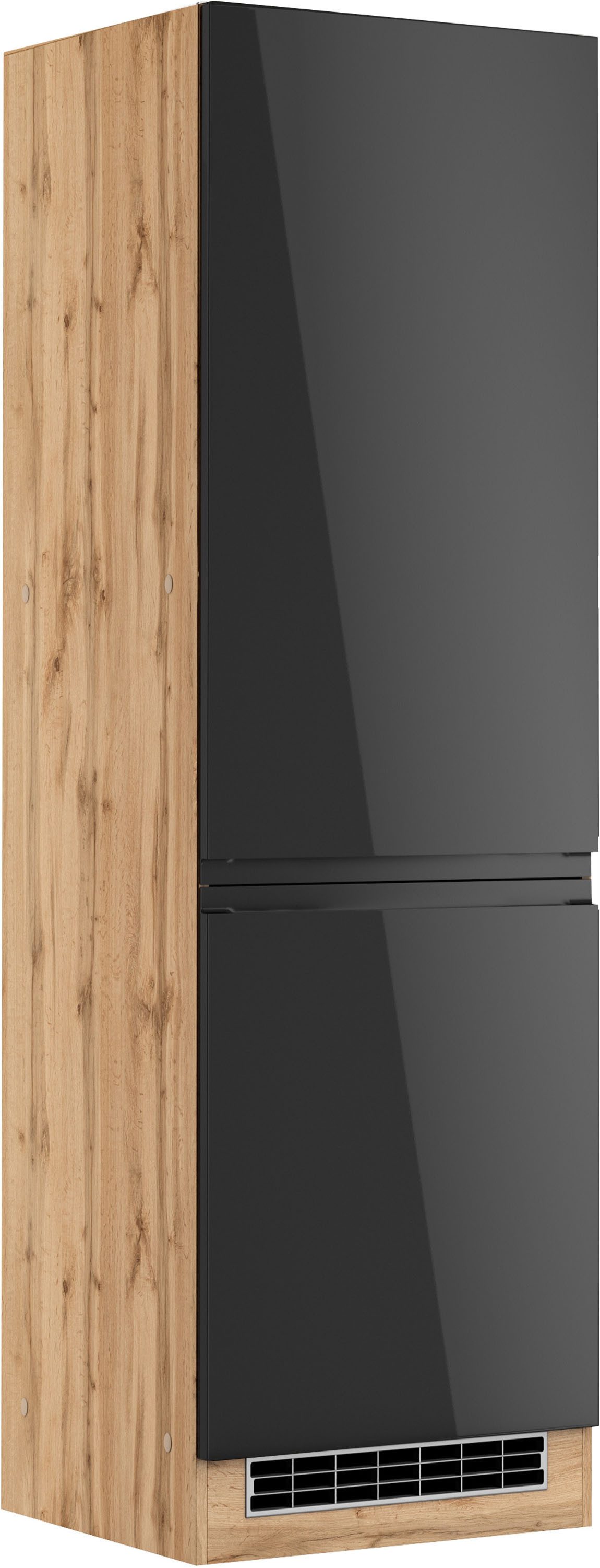 KOCHSTATION Kühlumbauschrank KS-Virginia,neu in verbesserter Ausführung (Stauraum, Softclose) Breite 60 cm, Höhe 200 cm, Nische für Kühlschrank B/H/T: 56/178/55 cm