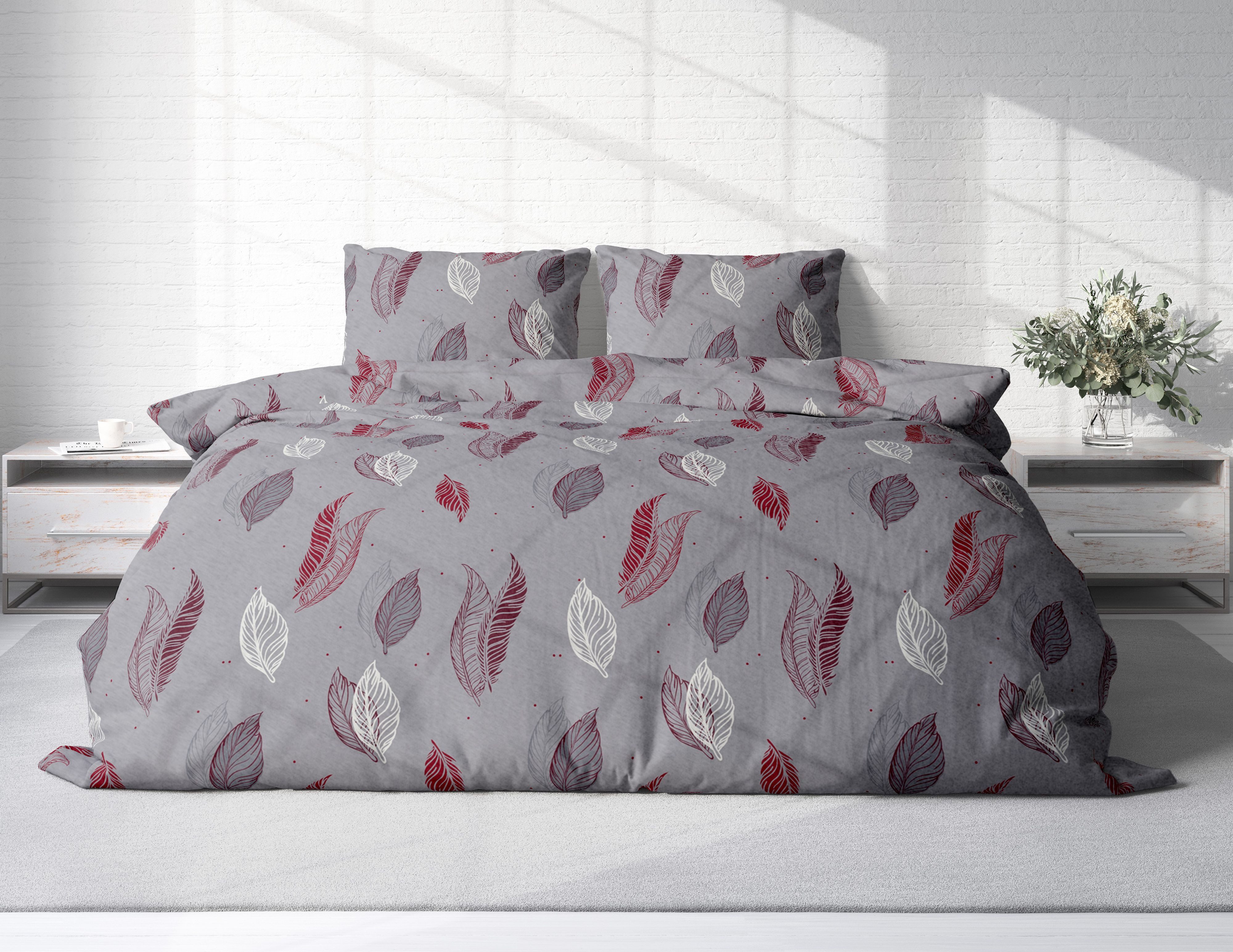 One Home Bettwäsche Leaves, Fleece, 3 teilig, Blätter modern, kuschelig fla günstig online kaufen