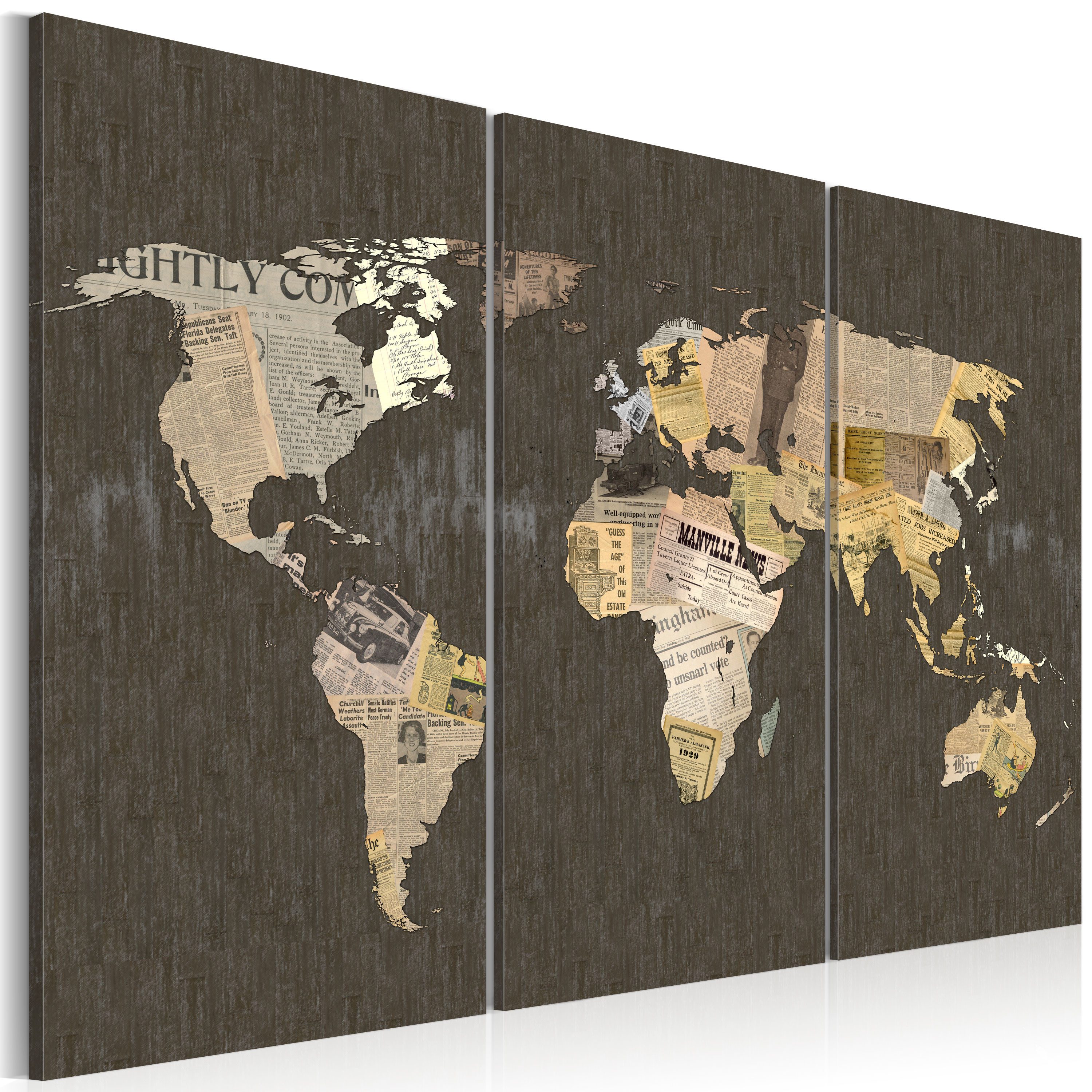 Artgeist Wandbild Nachrichten aus der Welt - Triptychon