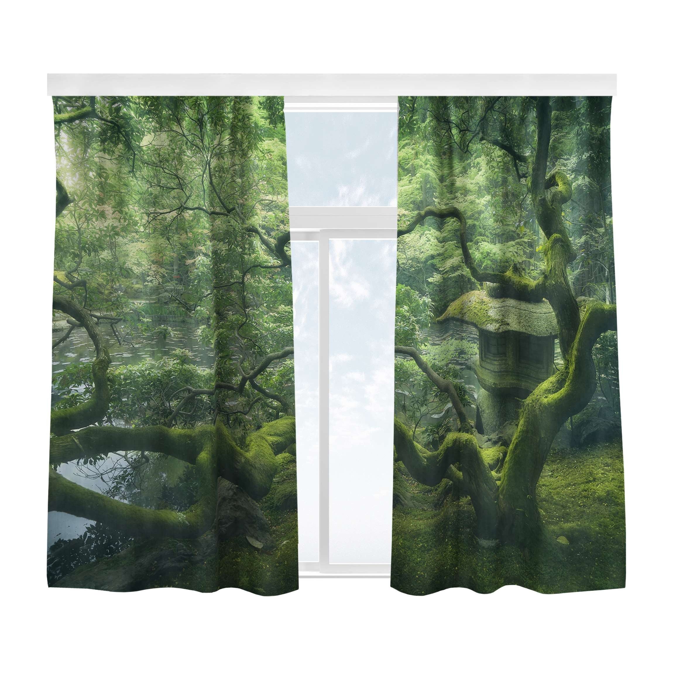 Bilderdepot24 Vorhang Gardine Wald Abstrakt