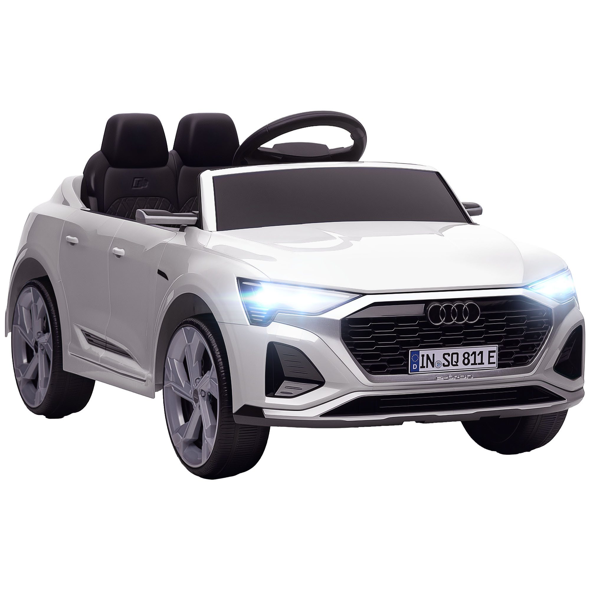 AIYAPLAY Elektro-Kinderauto Kinder 12V Audi Q8 Kinderauto mit 2,4G Fernbedienung, 2 Motoren, Belastbarkeit 30 kg, (1-tlg), 3-5 km,h, für 3-4 Jahre Kinder, Weiß