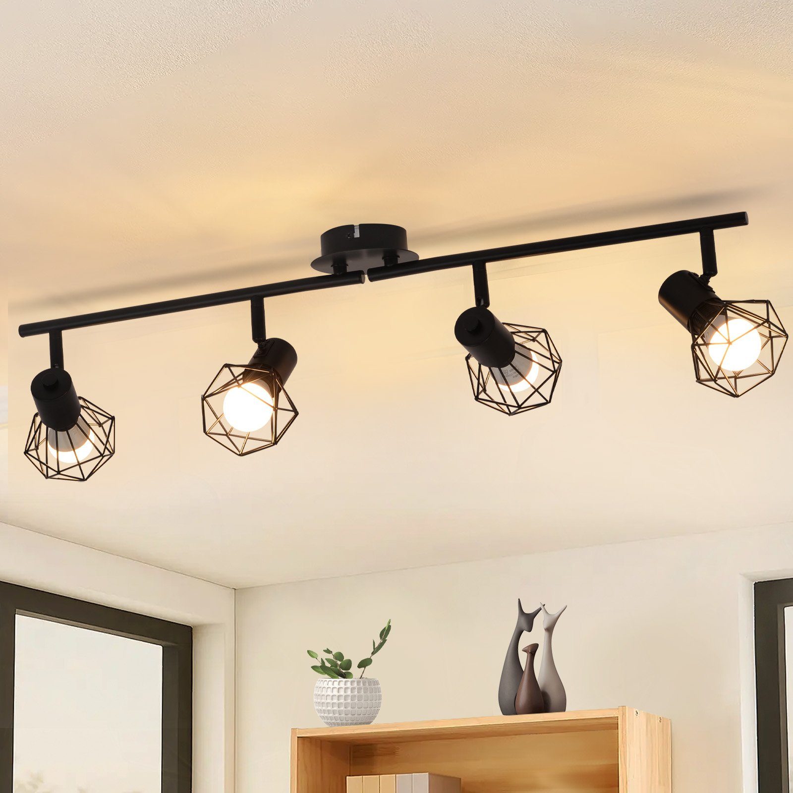 ZMH Deckenleuchten 3/4 Flammig Deckenspots - Weiß/Schwarz Retro Schwenkbar günstig online kaufen