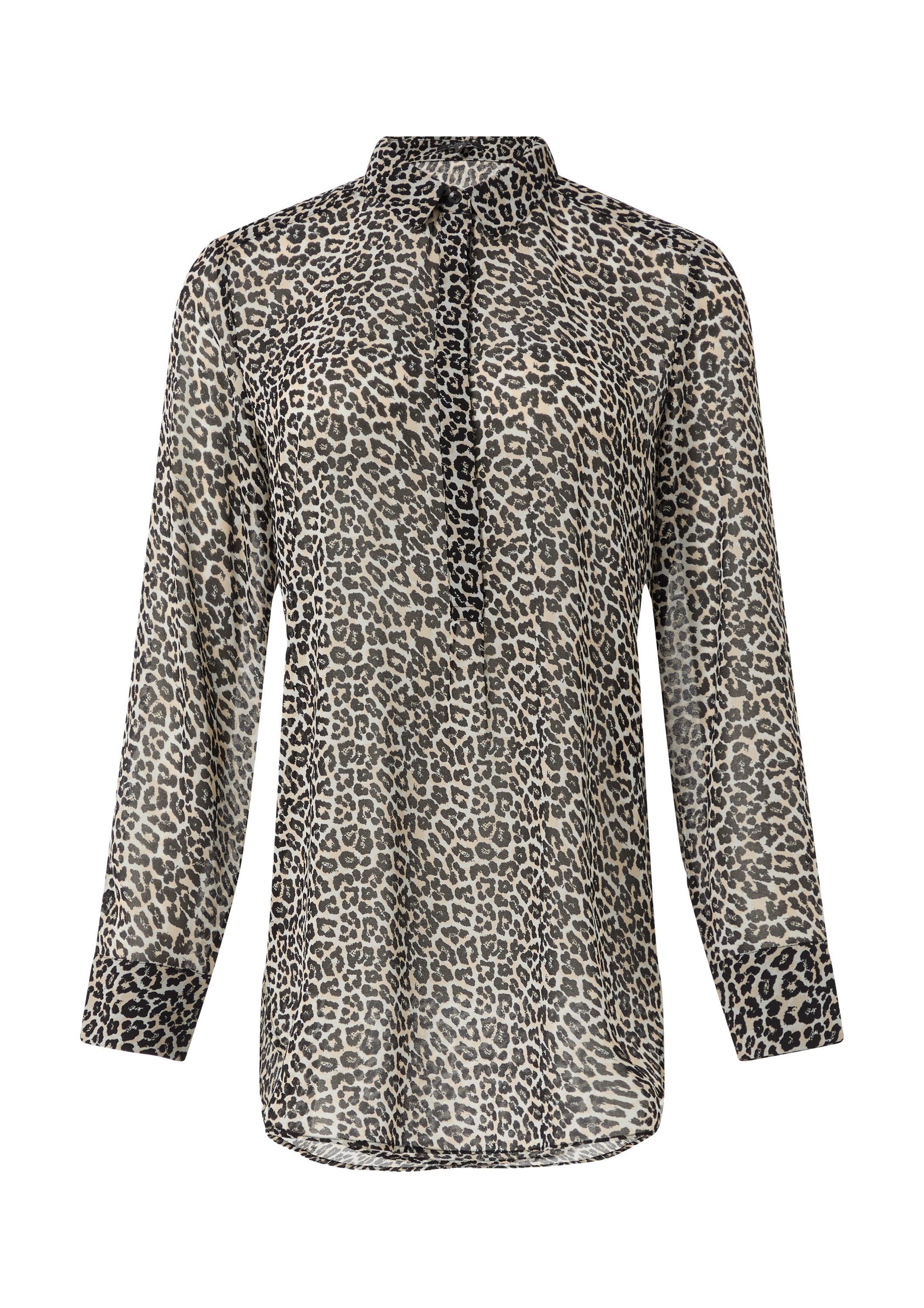 comma Langarmbluse Bluse Longbluse aus Chiffon mit Leo-Print günstig online kaufen