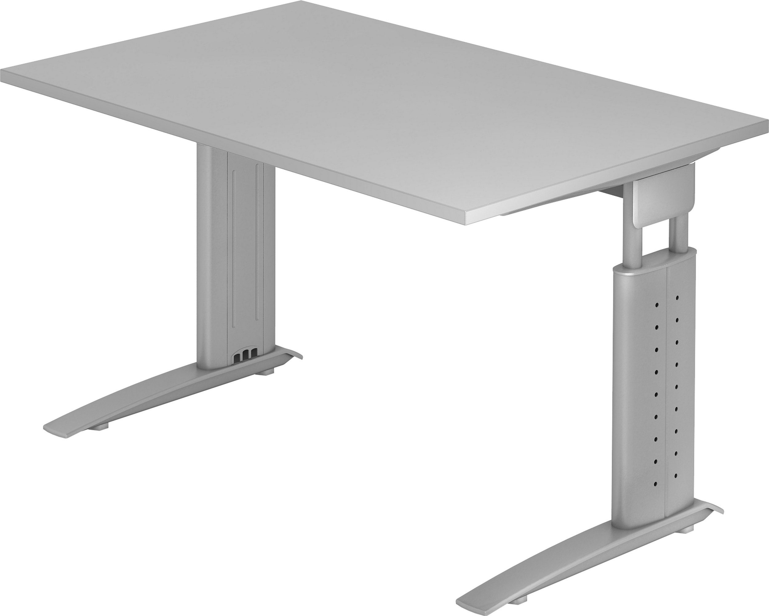 Schreibtisch bümö Dekor: 120 x - Rechteck: Gestell: Silbergrau Serie-U, Grau 80 cm - Schreibtisch