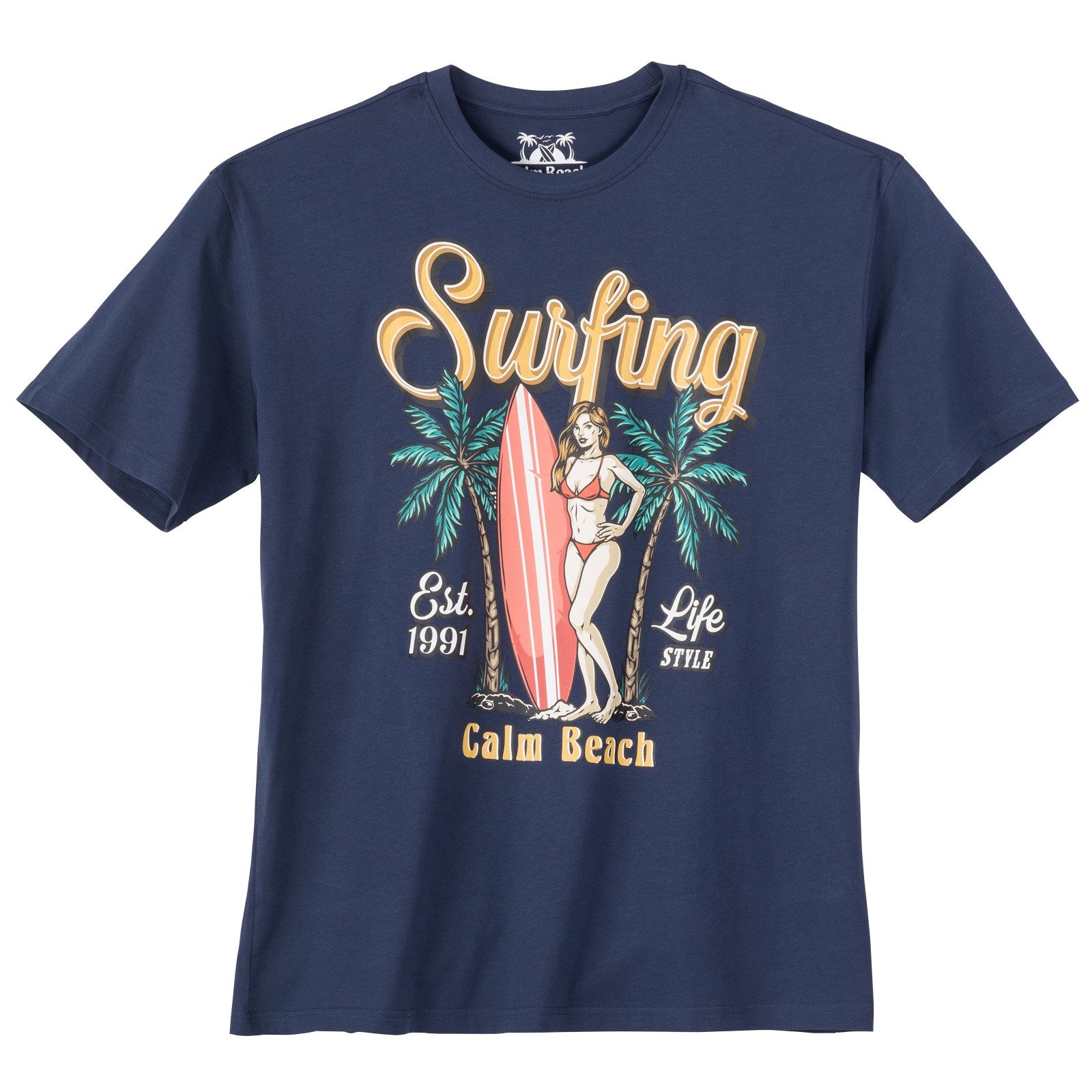 Calm Beach Print-Shirt Calm Beach XXL T-Shirt denimblau Pin-up-Girl Print günstig online kaufen