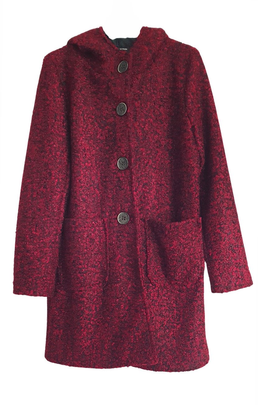 Charis Moda Kurzmantel Mantel mit Kapuze gefüttert mit
