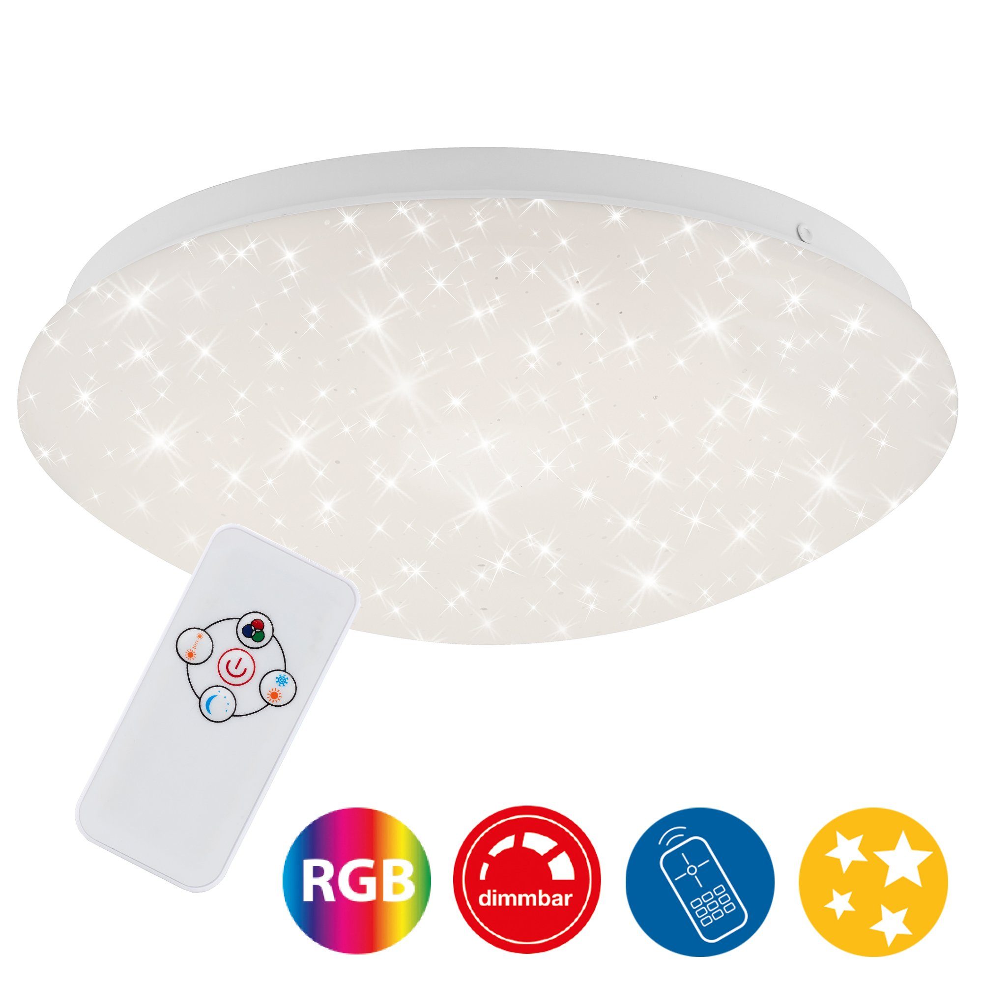 LED verbaut, Warmweiß, Kaltweiß, 3256-016, weiß dimmbar, Fernbedienung, Briloner RGB, fest Neutralweiß, Farbwechsler, Sternenhimmeleffekt, Tageslichtweiß, LED Deckenleuchte Leuchten