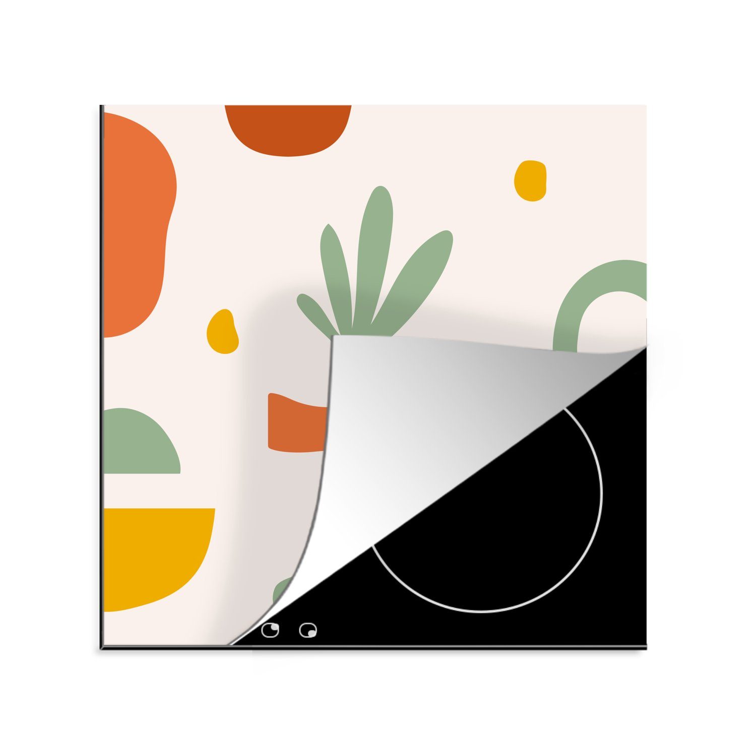 MuchoWow Herdblende-/Abdeckplatte Pflanze - Design - Grün, Vinyl, (1 tlg), 78x78 cm, Ceranfeldabdeckung, Arbeitsplatte für küche