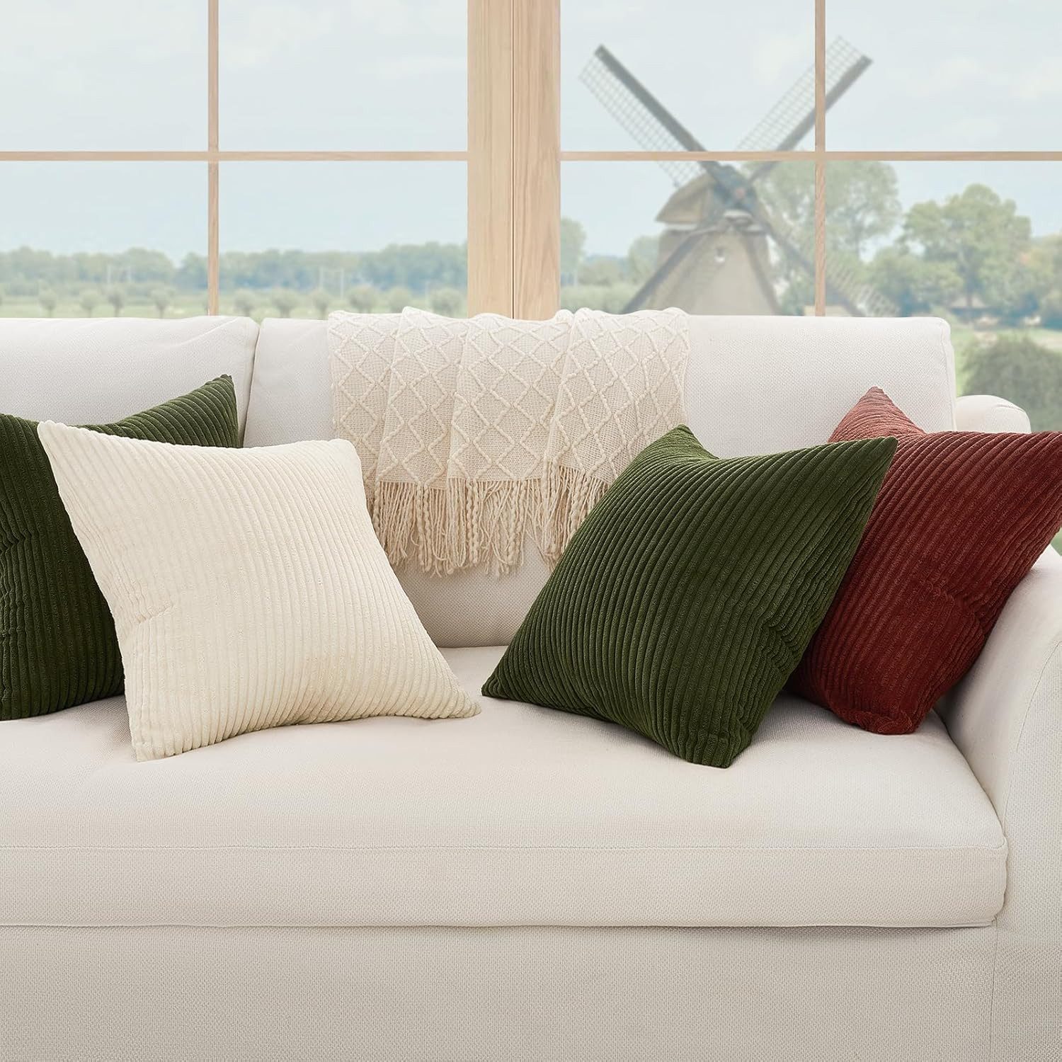 Topfinel Kissenbezug gestreiftes Muster,2er Set Kissenhülle Dekokissen Kissenbezug, Kordsamt 30x50 Sofakissen Couchkissen Zierkissenbezug Dekokissen – Bild 5 von 5