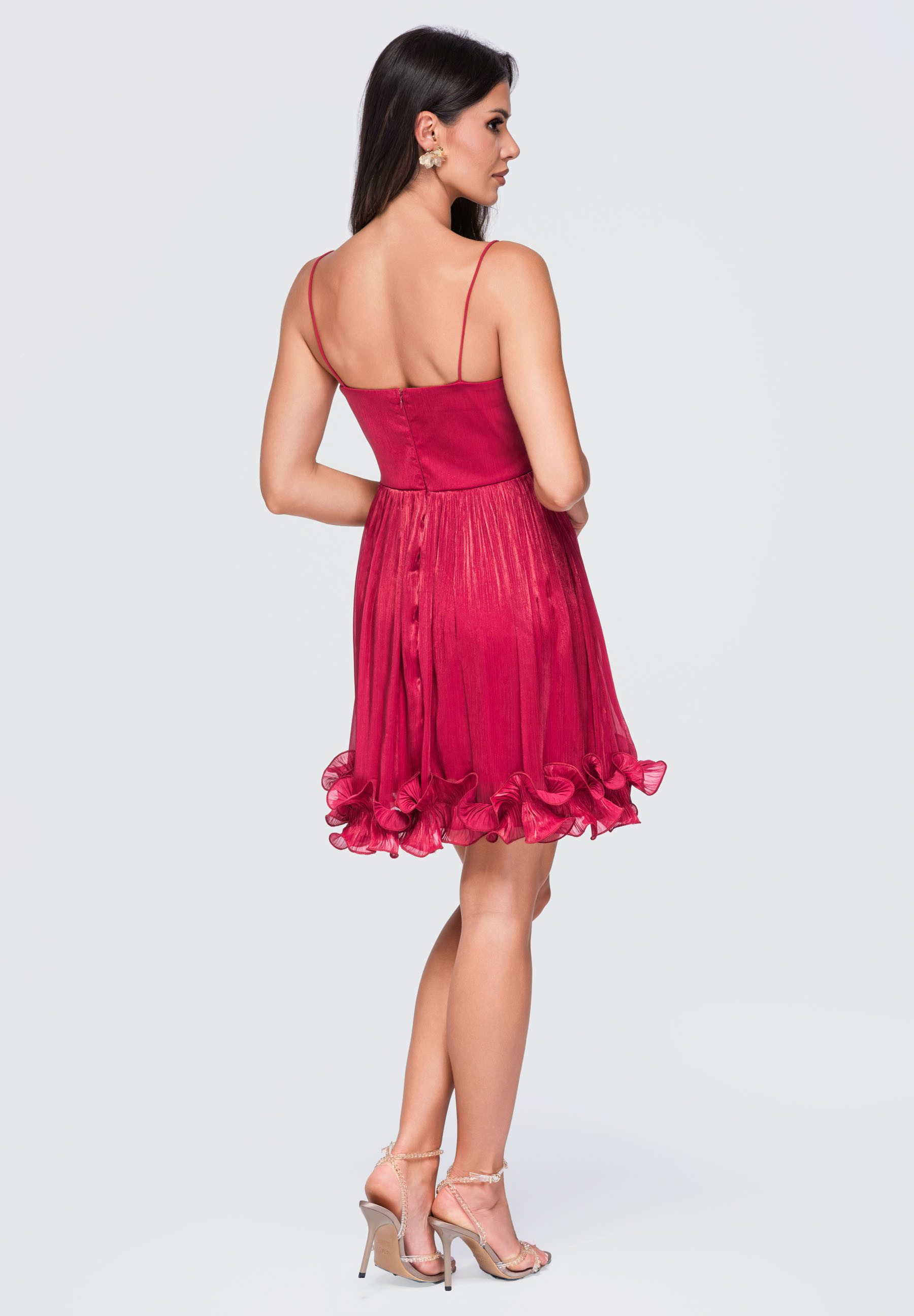 OMBRE Abendkleid Damen Abendkleid mit fließendem Schnitt Rot S (kein Set, 1-tlg)