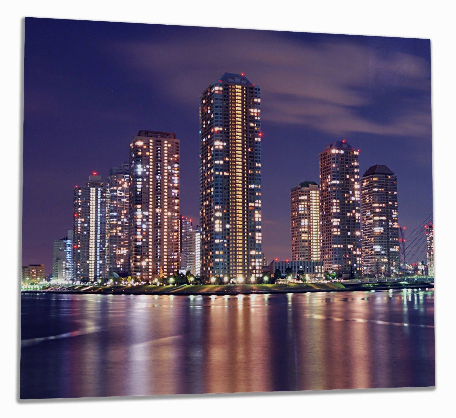 Wallario Herd-Abdeckplatte Tokyo- Skyline bei Nacht, ESG-Sicherheitsglas, (Glasplatte, 1 tlg., inkl. 5mm Noppen), verschiedene Größen