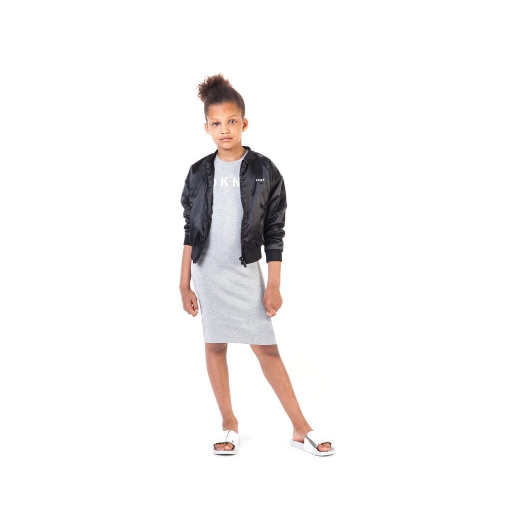 DKNY Strickkleid DKNY KIDS Strickkleid ärmellos grau