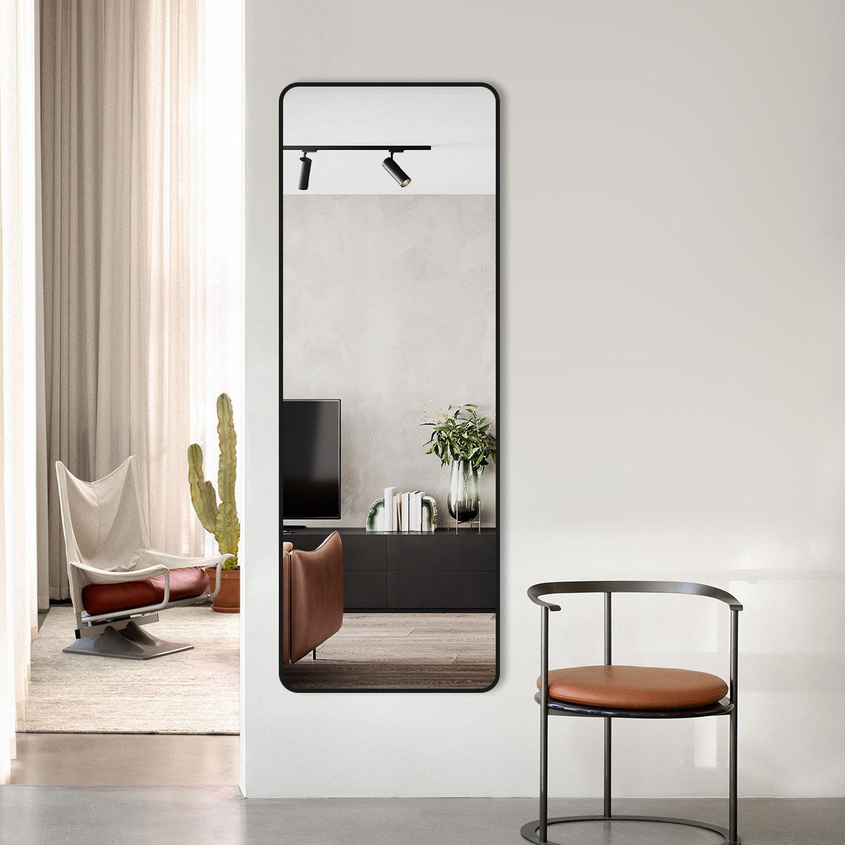 Boromal Ganzkörperspiegel Wandspiegel Standspiegel Spiegel Schwarz Flur 140 günstig online kaufen