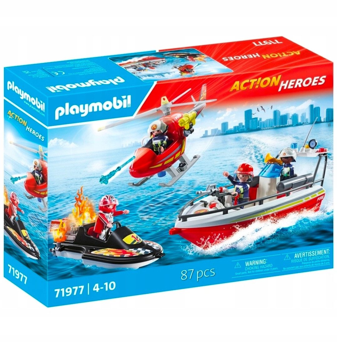 Playmobil® PLAYMOBIL Action Heroes 71977 Feuerwehr Einsatz mit Unterwassermotor Spielbausteine, (87 St)