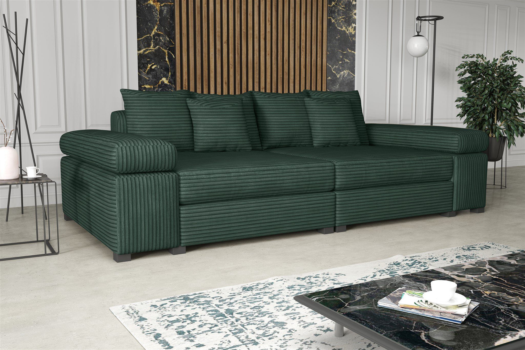 Fun Möbel Big-Sofa Couchgarnitur mit AREZZO Hocker, oder Kunstleder Vintage-look ohne oder Riesensofa S072G0U59YIP2 Megasofa Artikelnummer: in Stoff