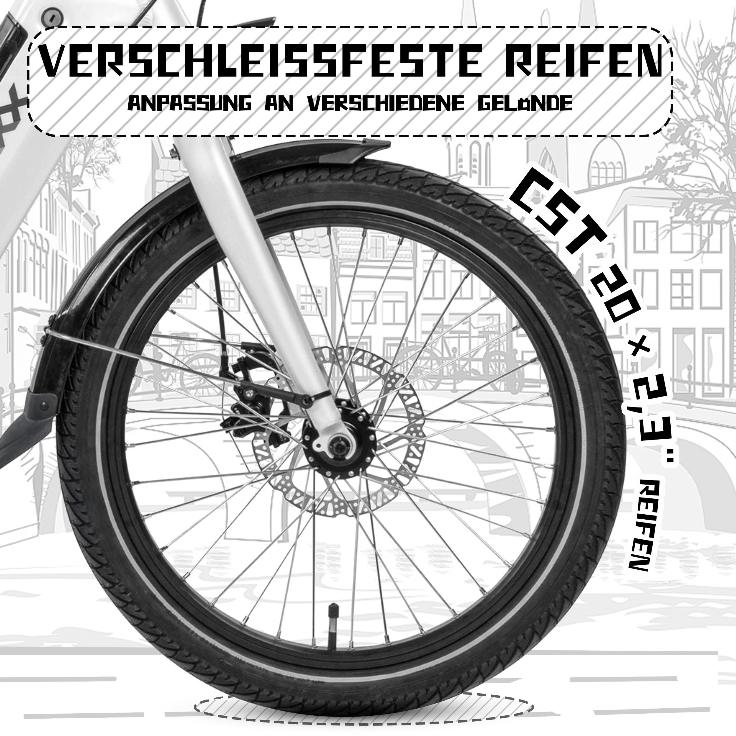 SAXXX E-Bike Klapprad 20x2,3'' Damen und Herren, SAXXX Pedelec 410Wh, max. 120km, nur 24kg, 7 Gang Shimano Nexus Schaltwerk, Kettenschaltung, Heckmotor, 410 Wh, (abnehmbarer Akku, 250W bürstenloser Hinterradmotor, 95% vormontiert), Faltrad E-Bike, Tiefeinsteiger, Gepäckträger bis 25 kg