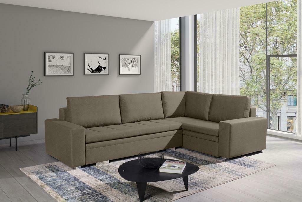 Textil Schlafsofa Couch Moderne Stoff Ecksofa JVmoebel Beige Ecksofa, Wohnzimmer