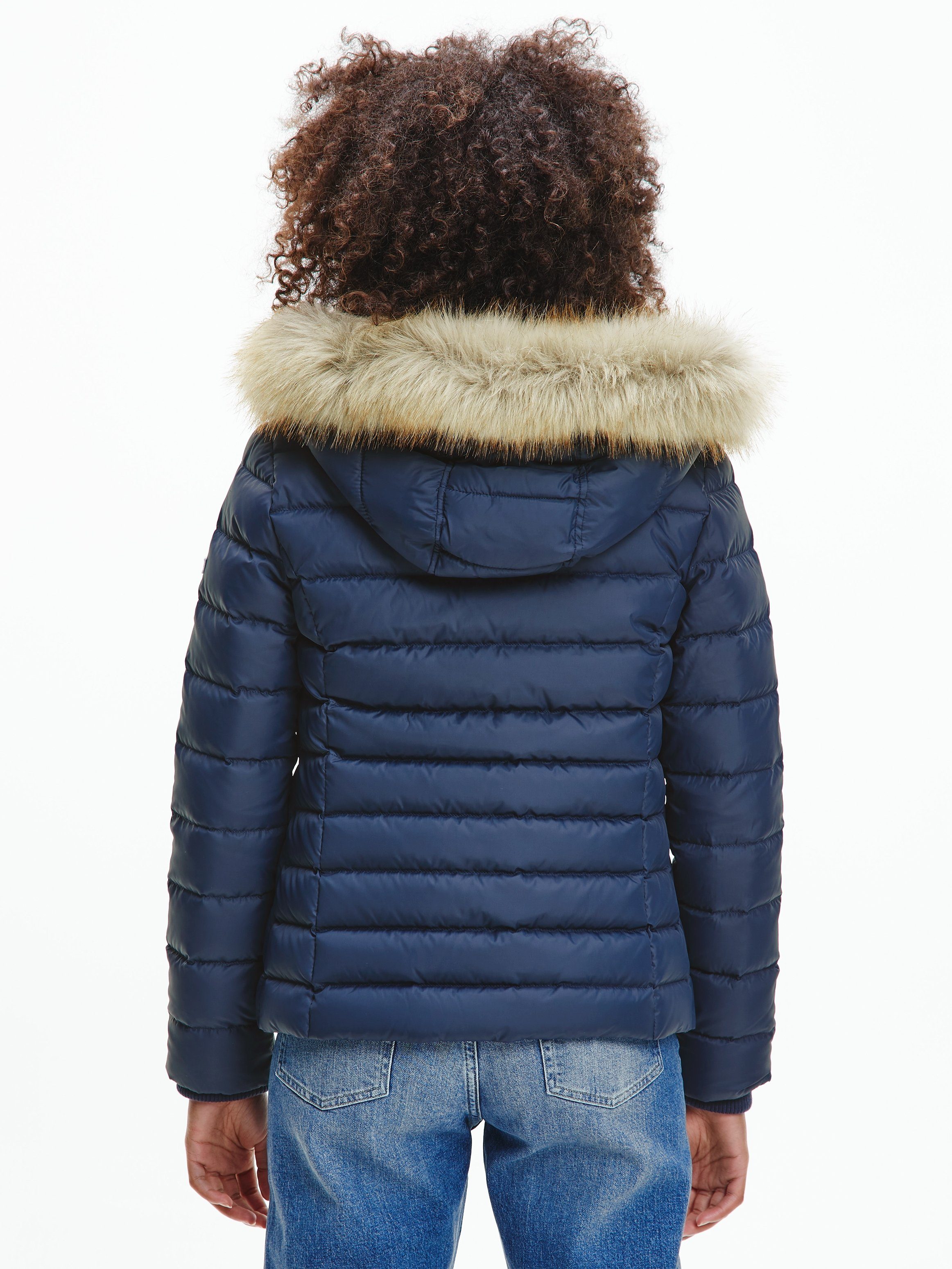 Tommy Jeans Daunenjacke BASIC HOODED DOWN JACKET mit Fellimitat an der Kapu günstig online kaufen