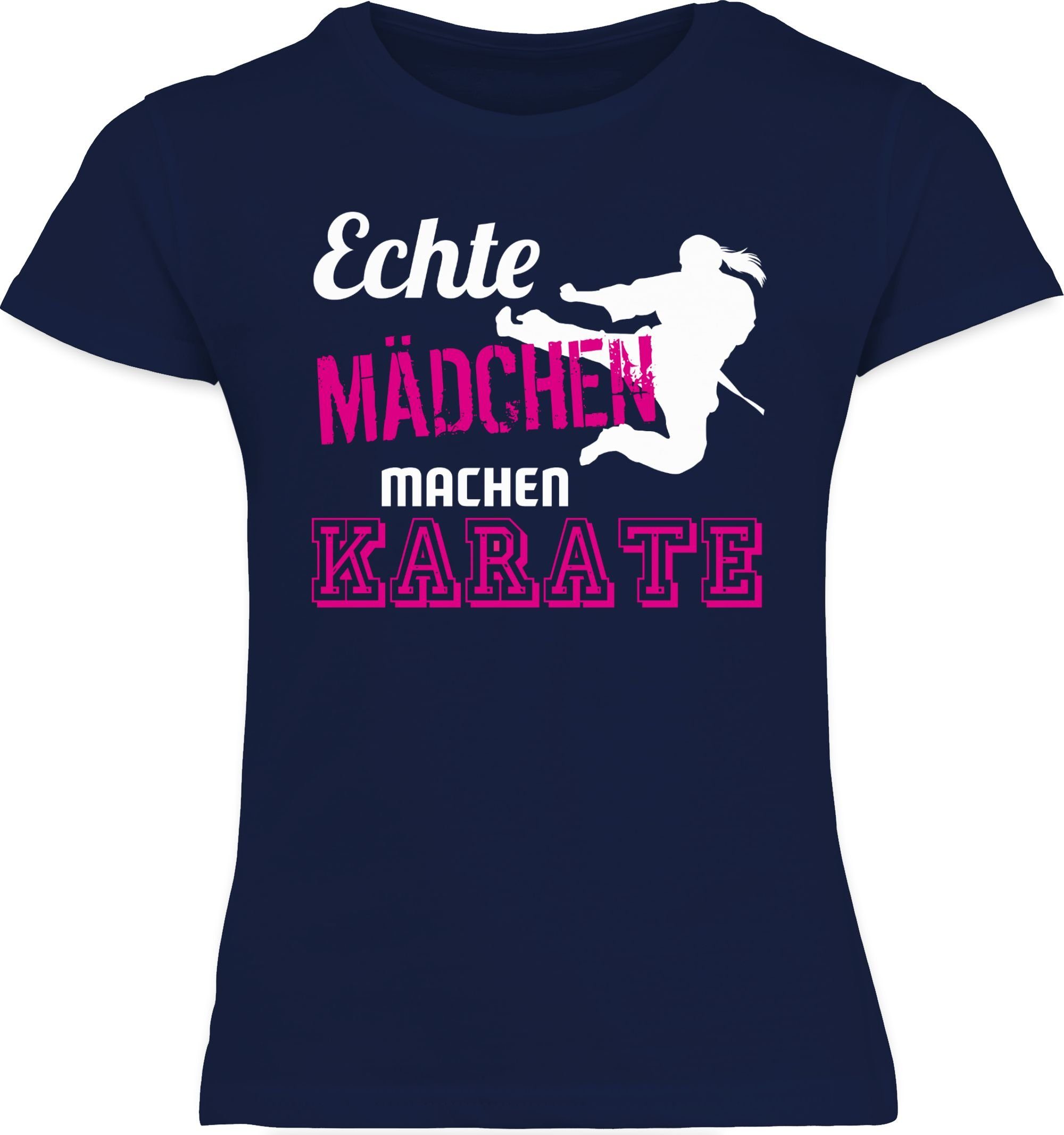 Shirtracer T-Shirt Echte Mädchen 2 Kinder Kleidung Dunkelblau Sport Karate machen