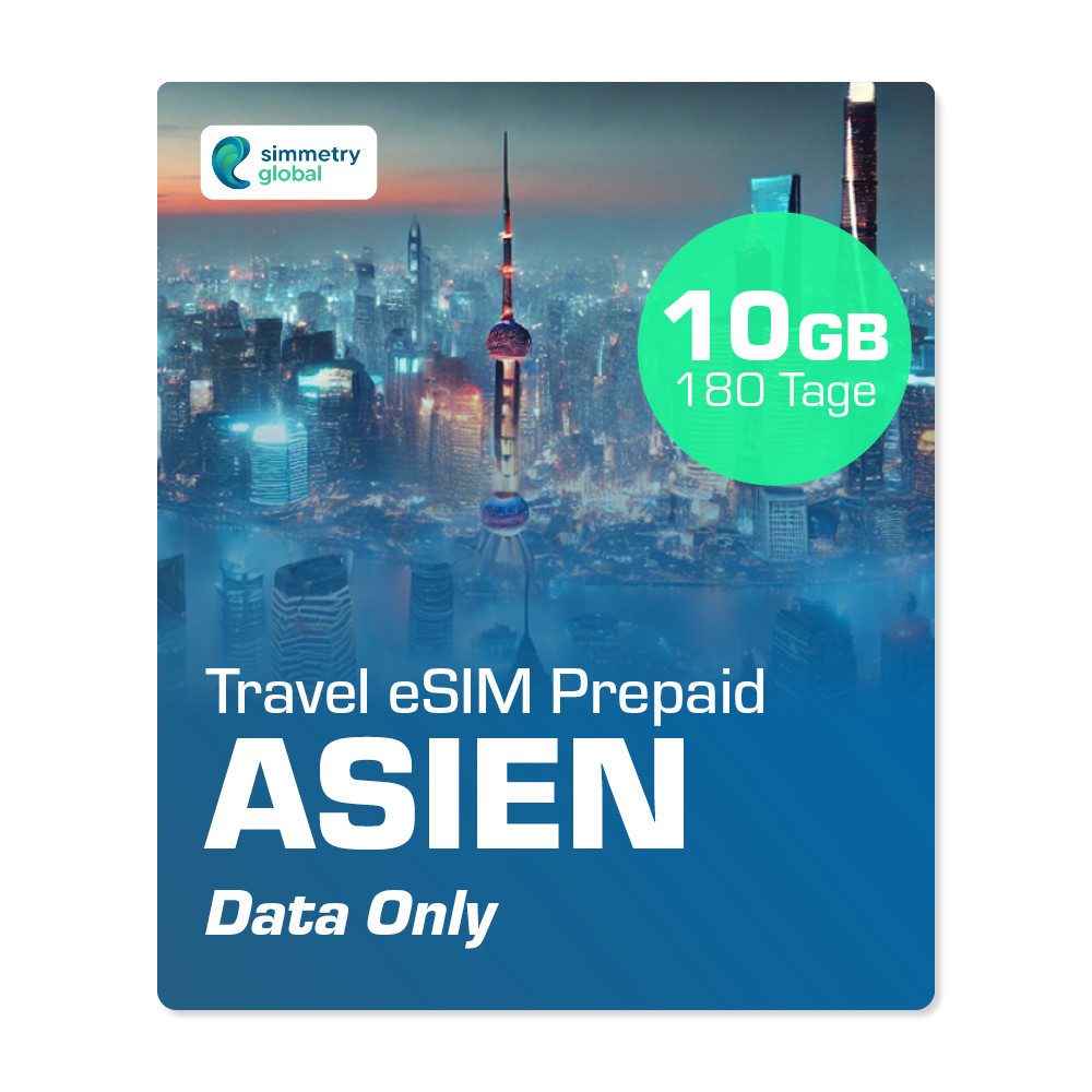 Simmetry Travel eSIM Asien - 10 GB Prepaidkarte, (Reise-eSim)