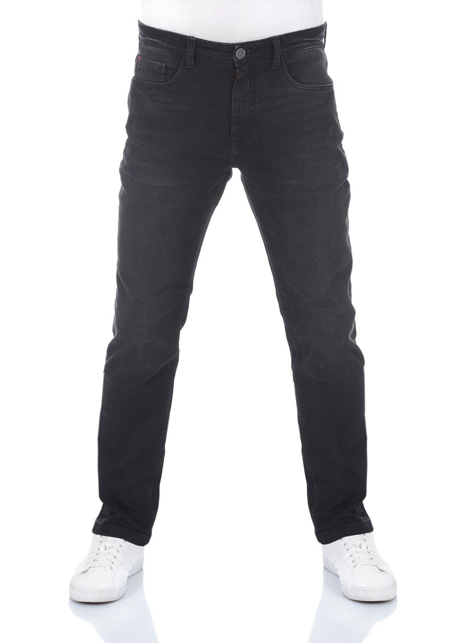 Denim Regular riverso Jeanshose Fit Stretch Herren Hose Denim Straight-Jeans RIVChris Black (24000) mit
