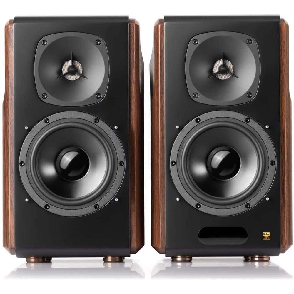 Edifier® S2000MKIII Regal-Lautsprecher 2.0 (Bluetooth, 130 W, Nahfeld-Aktiv-Dreifachverstärker, Studiomonitorlautsprecher für Audiophile mit kabellosem Line-in- und optischem Eingang)