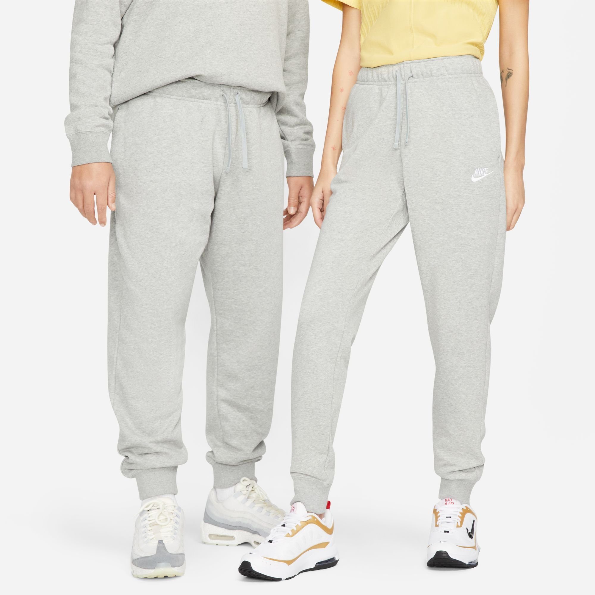 Nike Sportswear Jogginghose CLUB MID-RISE HEATHER/WHITE JOGGERS WOMEN'S DK GREY FLEECE