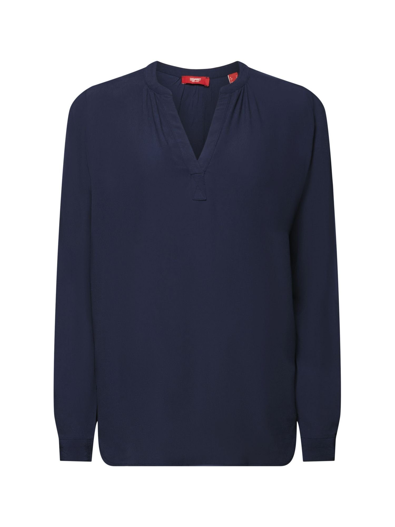 Esprit Langarmbluse Basic-Bluse mit V-Ausschnitt NAVY