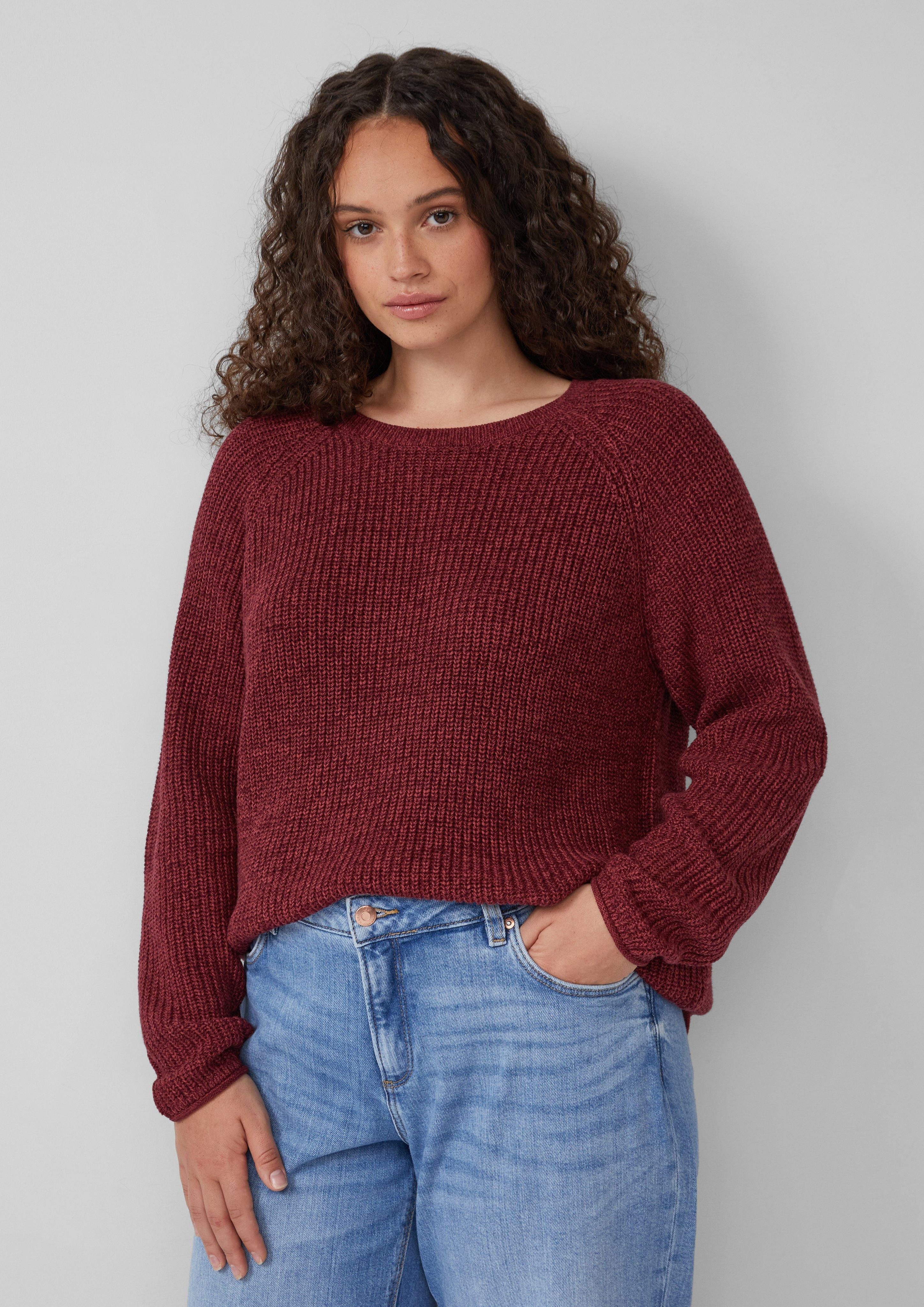 QS Strickpullover Melierter Strickpullover mit Raglanärmeln günstig online kaufen