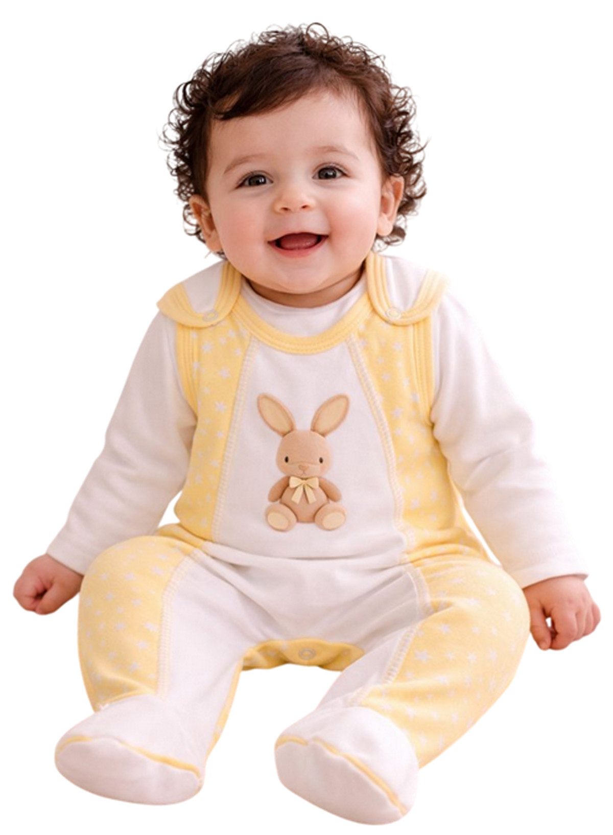 Strampler Baby Anzug Stramplerhose und Langarmshirt mit Hasen