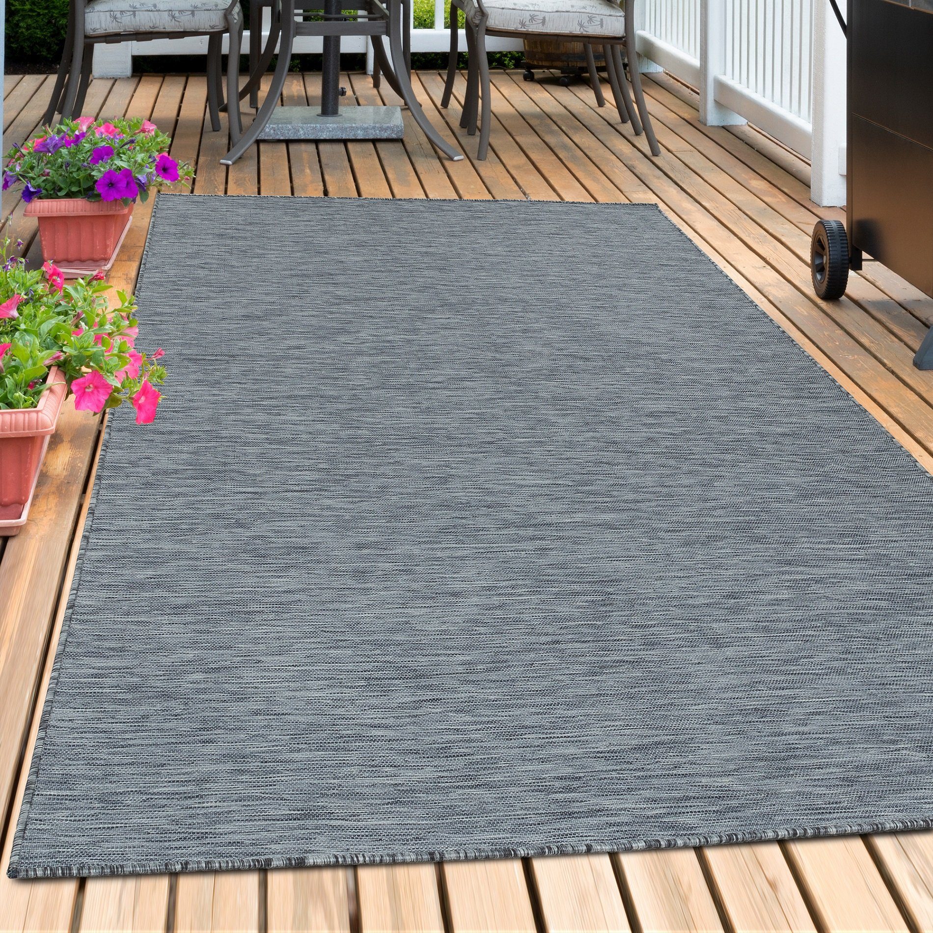 Teppich Unicolor - Einfarbig, Teppium, Läufer, Höhe: 7 mm, Teppich Küche, Balkon, Terrasse Anthrazit