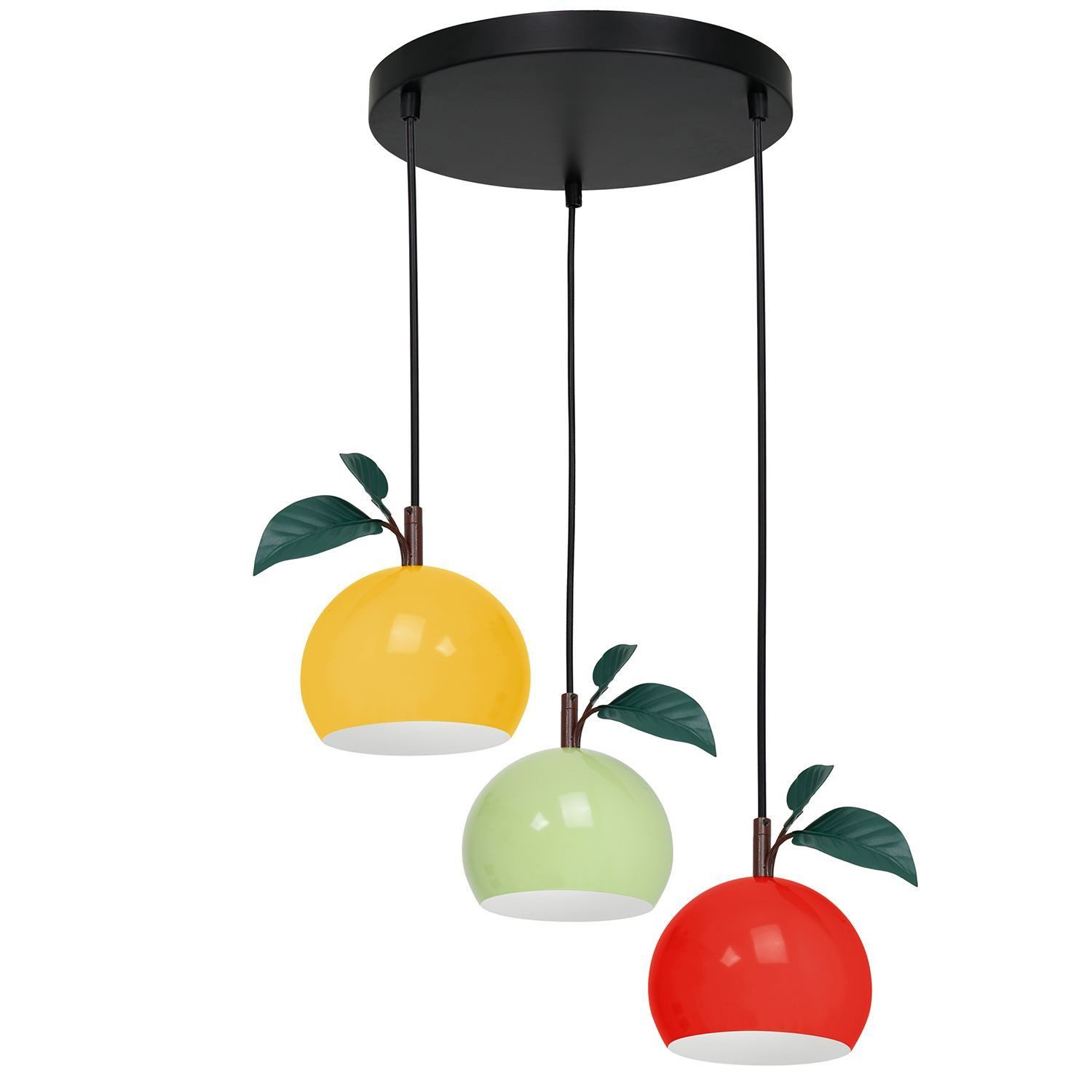 Licht-Erlebnisse Pendelleuchte SCAFARI, ohne Leuchtmittel, Metall Metall H: max. 110 cm Schwarz Rot Mint Gelb E27 3-flammig rund