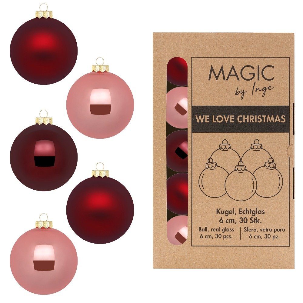 MAGIC by Inge Weihnachtsbaumkugel, Weihnachtskugeln Glas 6cm 30 Stück - Vintage Rose