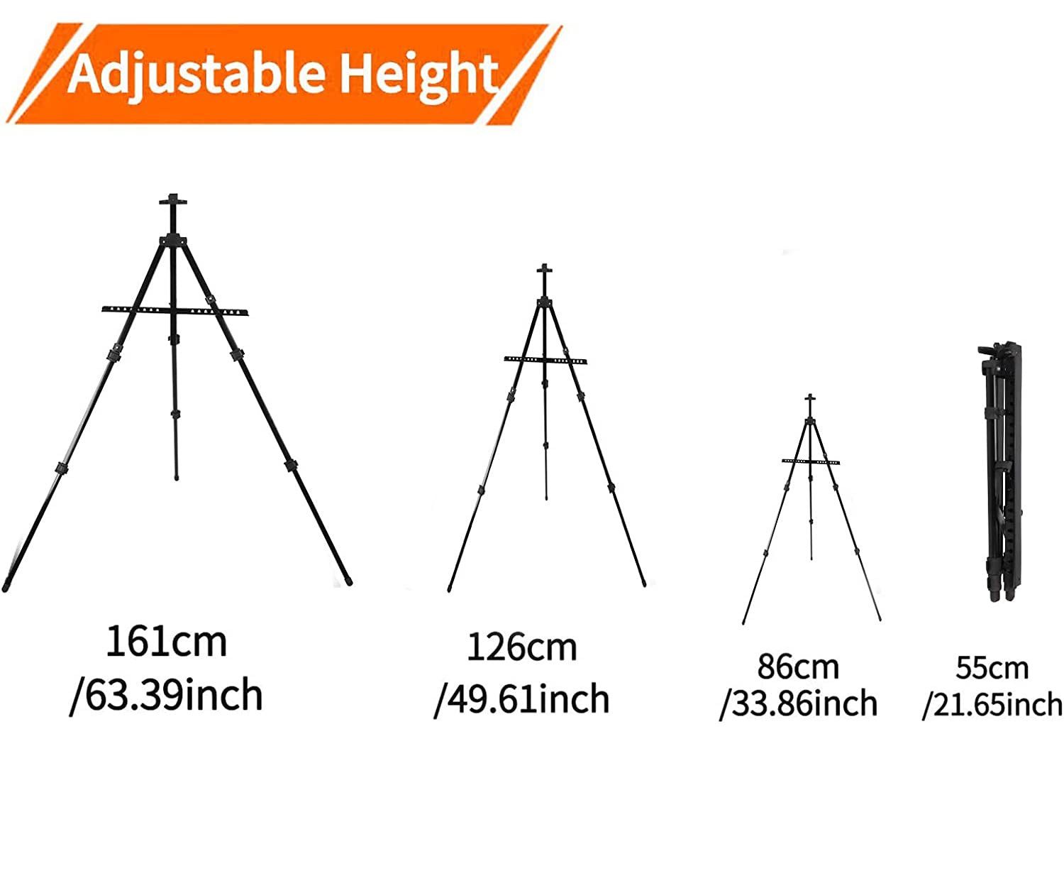 Youyijia Leinwandstaffelei Aluminium Easel 52-160 cm Adjustable Field Easel – Bild 4 von 5