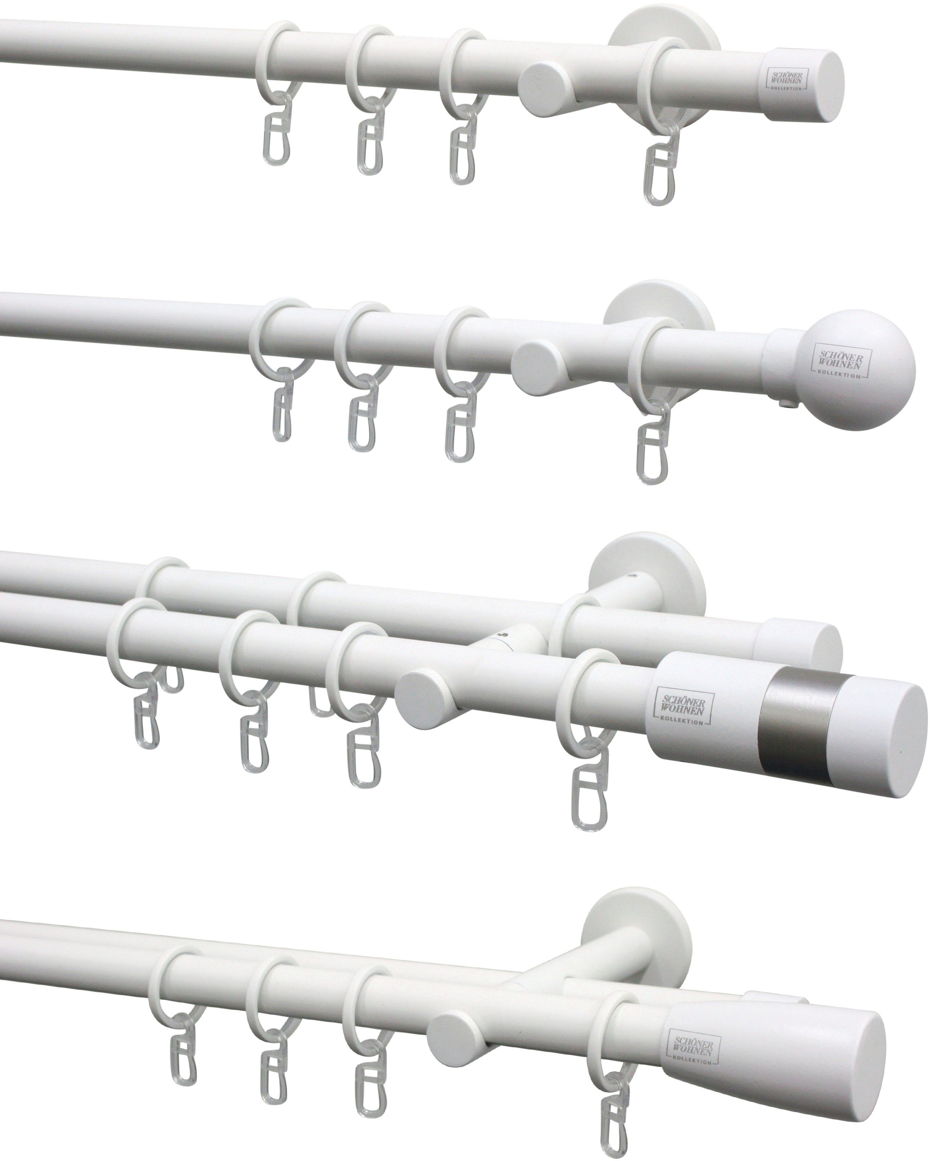 Gardinenring Gardinenringe mit 20 für WOHNEN Gleiteinlage mm, mm (10-St), LAMINAT, Einzelprogramm Serie Ø weiß-matt Leon SCHÖNER Ø 20