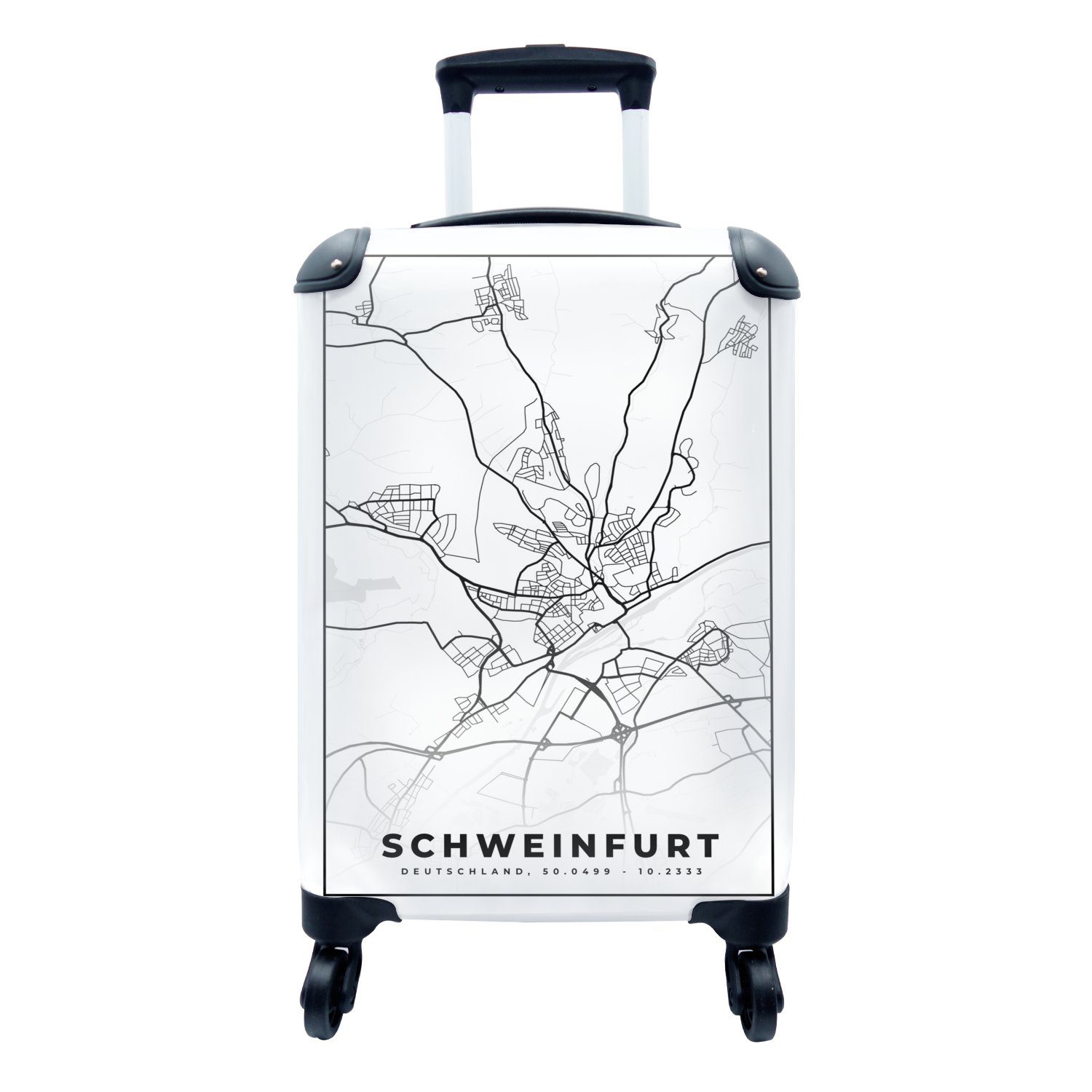 MuchoWow Handgepäckkoffer Karte - Schweinfurt - Stadtplan, 4 Rollen, Reisetasche mit rollen, Handgepäck für Ferien, Trolley, Reisekoffer