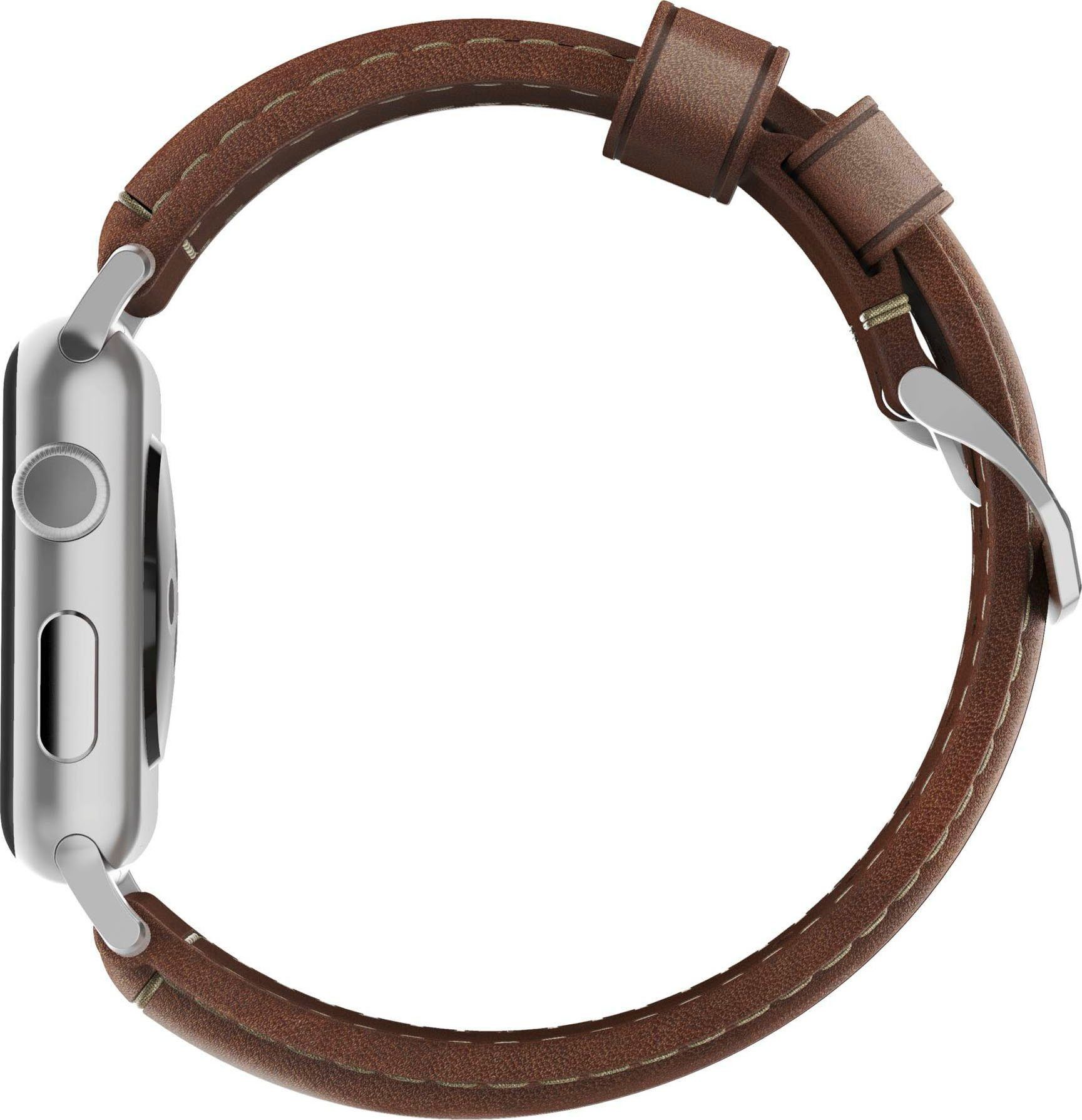 Nomad Smartwatch-Armband Strap Trad. Lthr. Brown Connect. 42/44/45/49mm