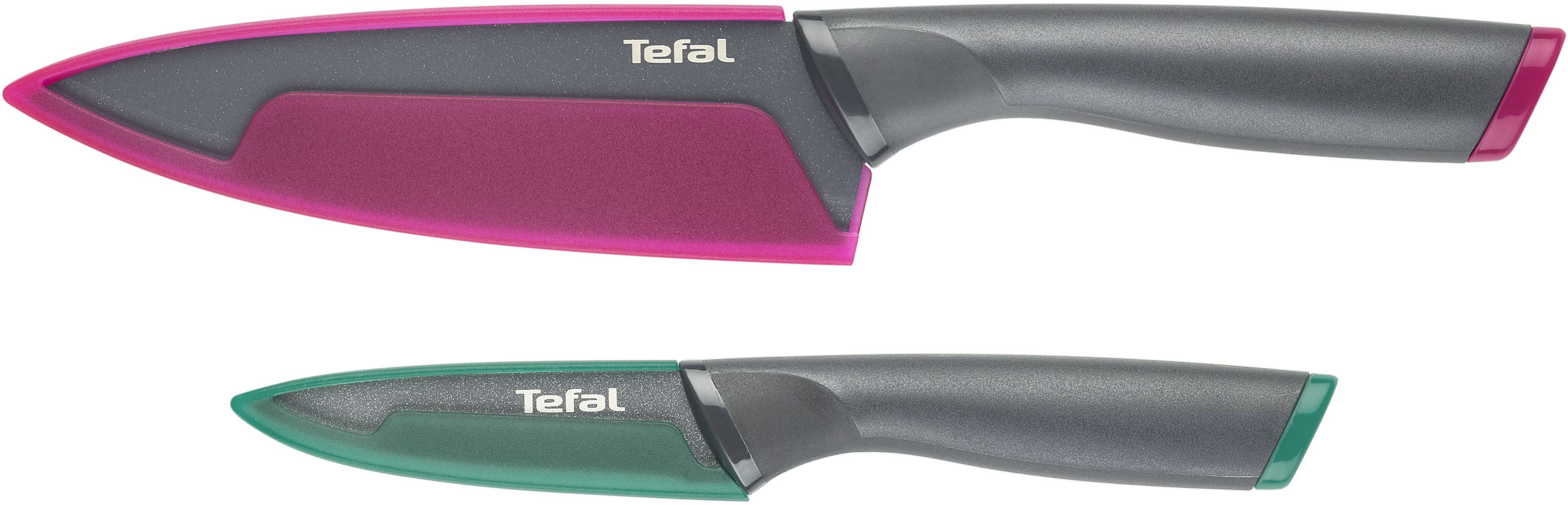 Tefal Messer-Set Fresh Kitchen (Set, 4-tlg), 2-tlg, Klingen aus rostfreiem Stahl, Titan-Versiegelung, Klingenschutz